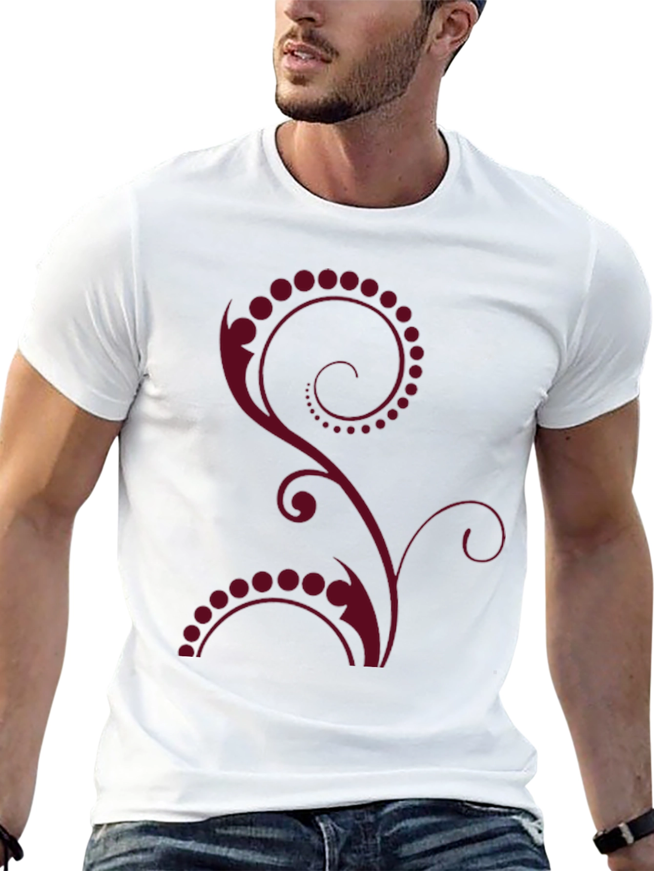 Stylish Black Tee with Floral Design