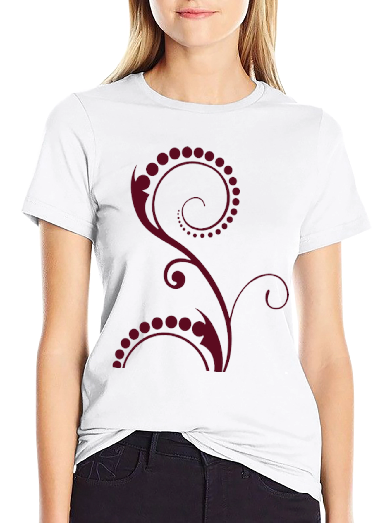 Stylish Black Tee with Floral Design