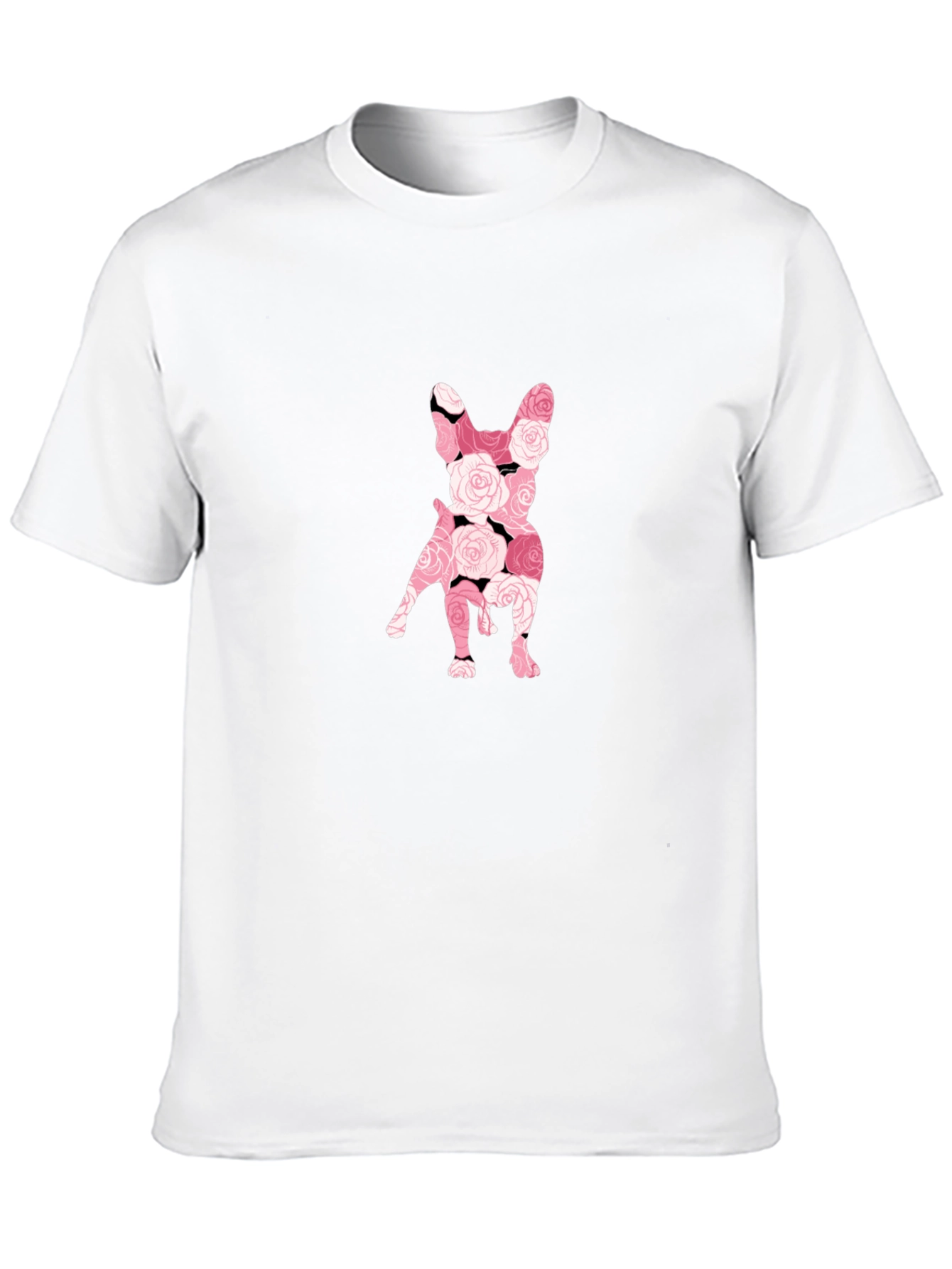 Floral French Bulldog Graphic Tee - Black