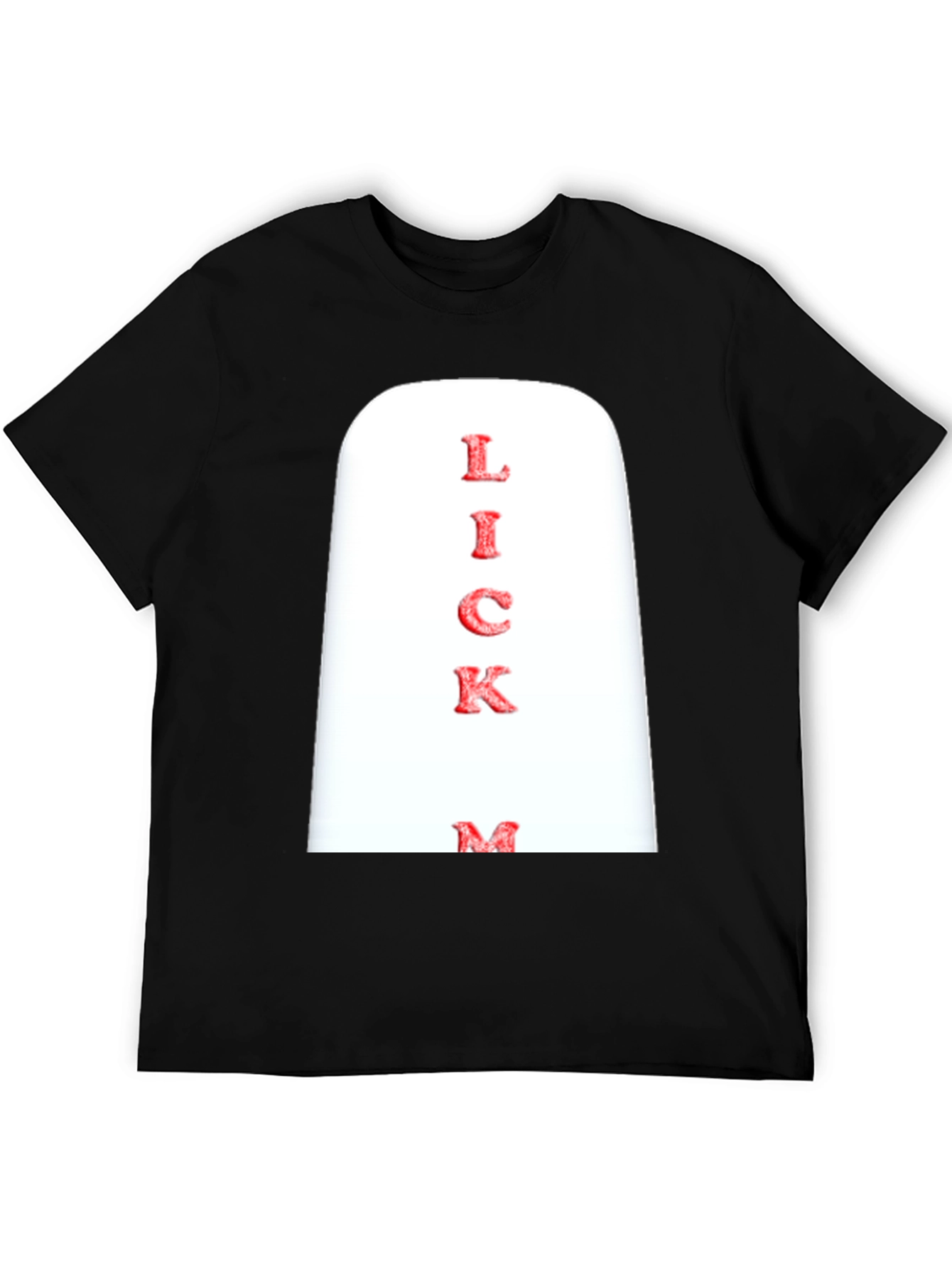 Novelty Lick Me Graphic Print Black T-Shirt