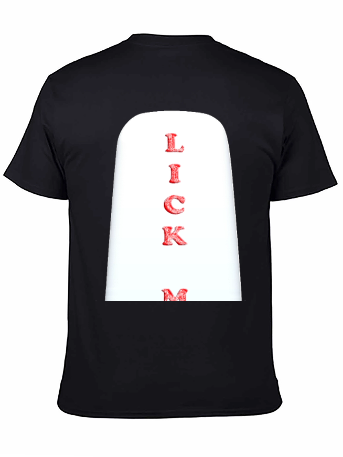 Novelty Lick Me Graphic Print Black T-Shirt