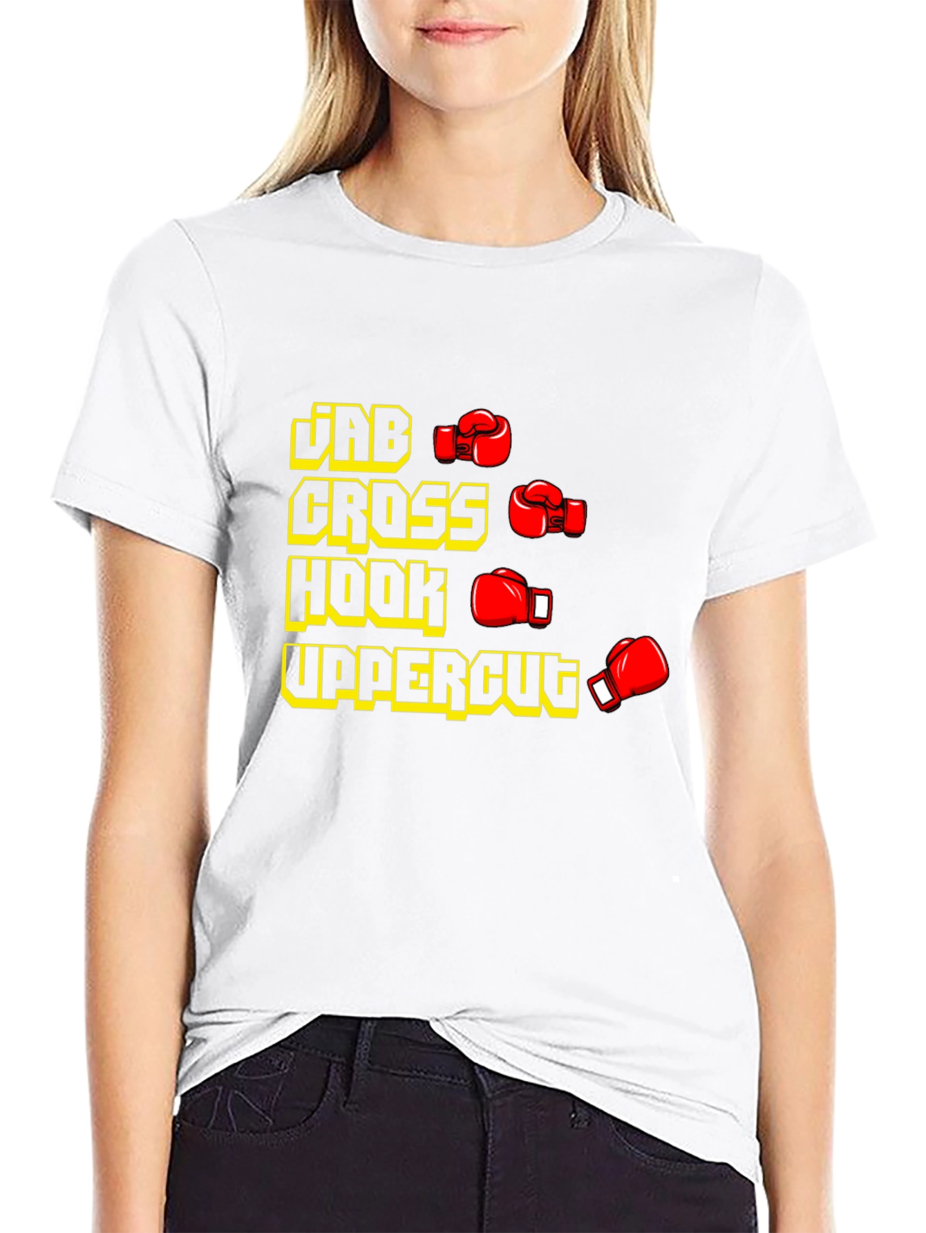 Boxing Punches Black T-Shirt: Jab Cross Hook Uppercut