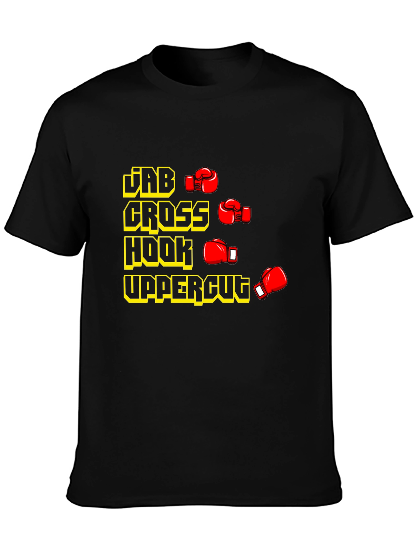 Boxing Punches Black T-Shirt: Jab Cross Hook Uppercut
