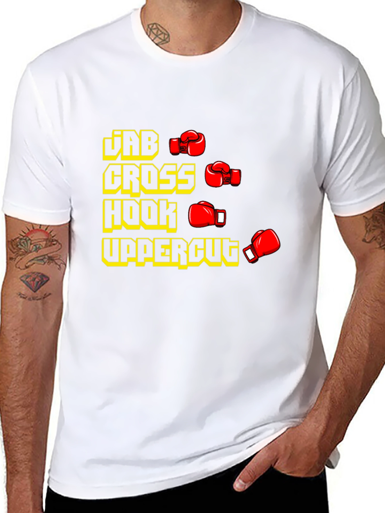 Boxing Punches Black T-Shirt: Jab Cross Hook Uppercut