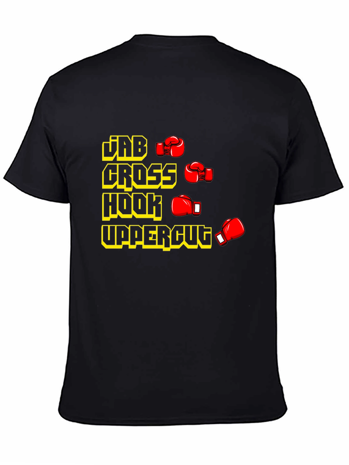 Boxing Punches Black T-Shirt: Jab Cross Hook Uppercut