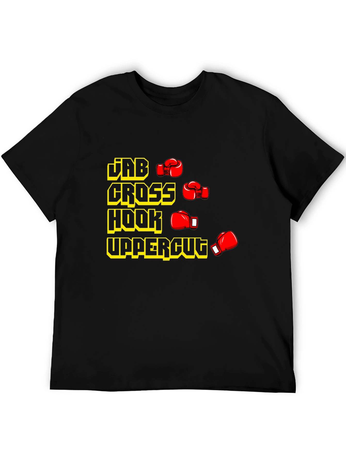 Boxing Punches Black T-Shirt: Jab Cross Hook Uppercut
