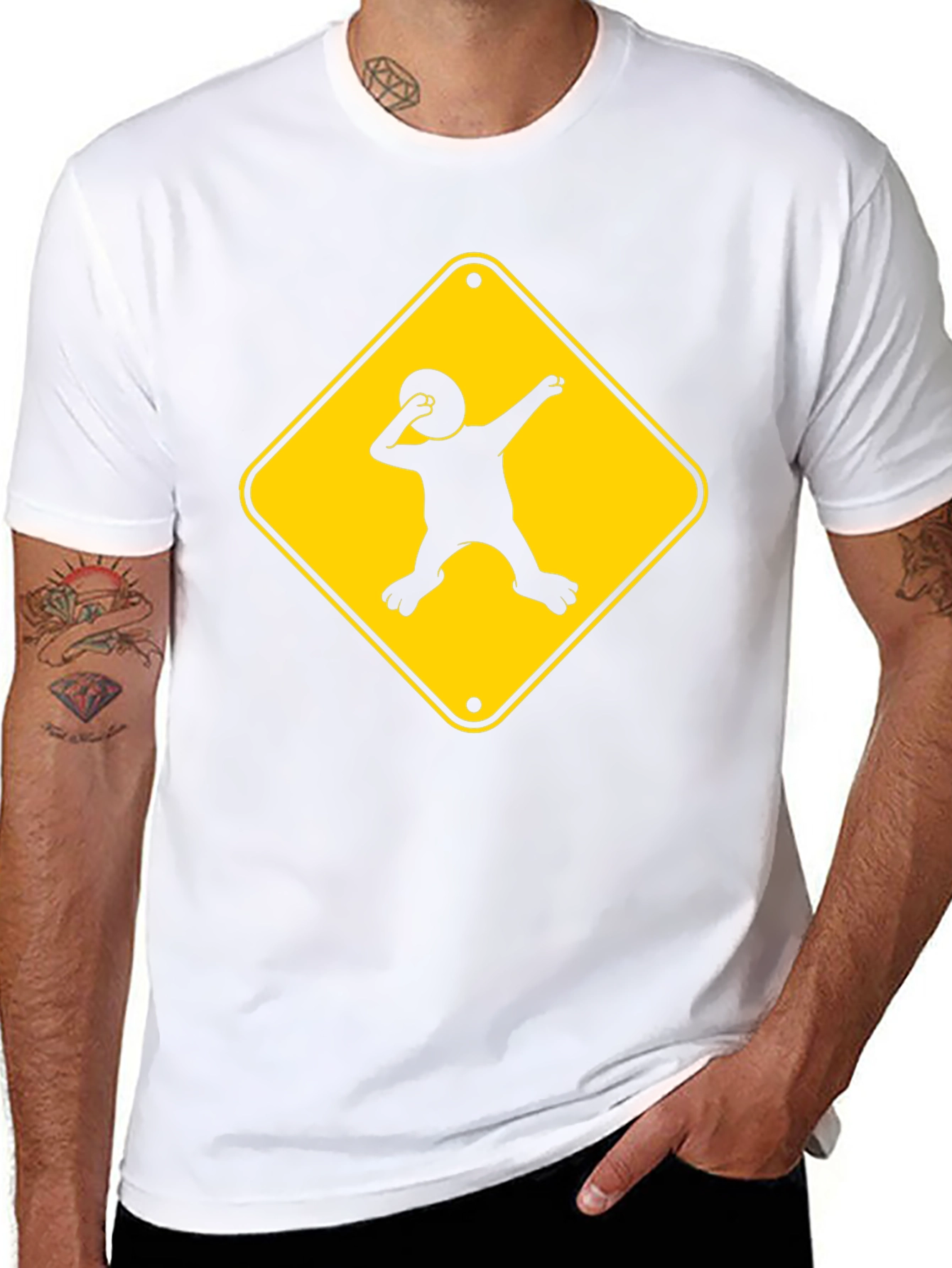 Dabbing Kid Road Sign T-Shirt - Black Cotton Tee