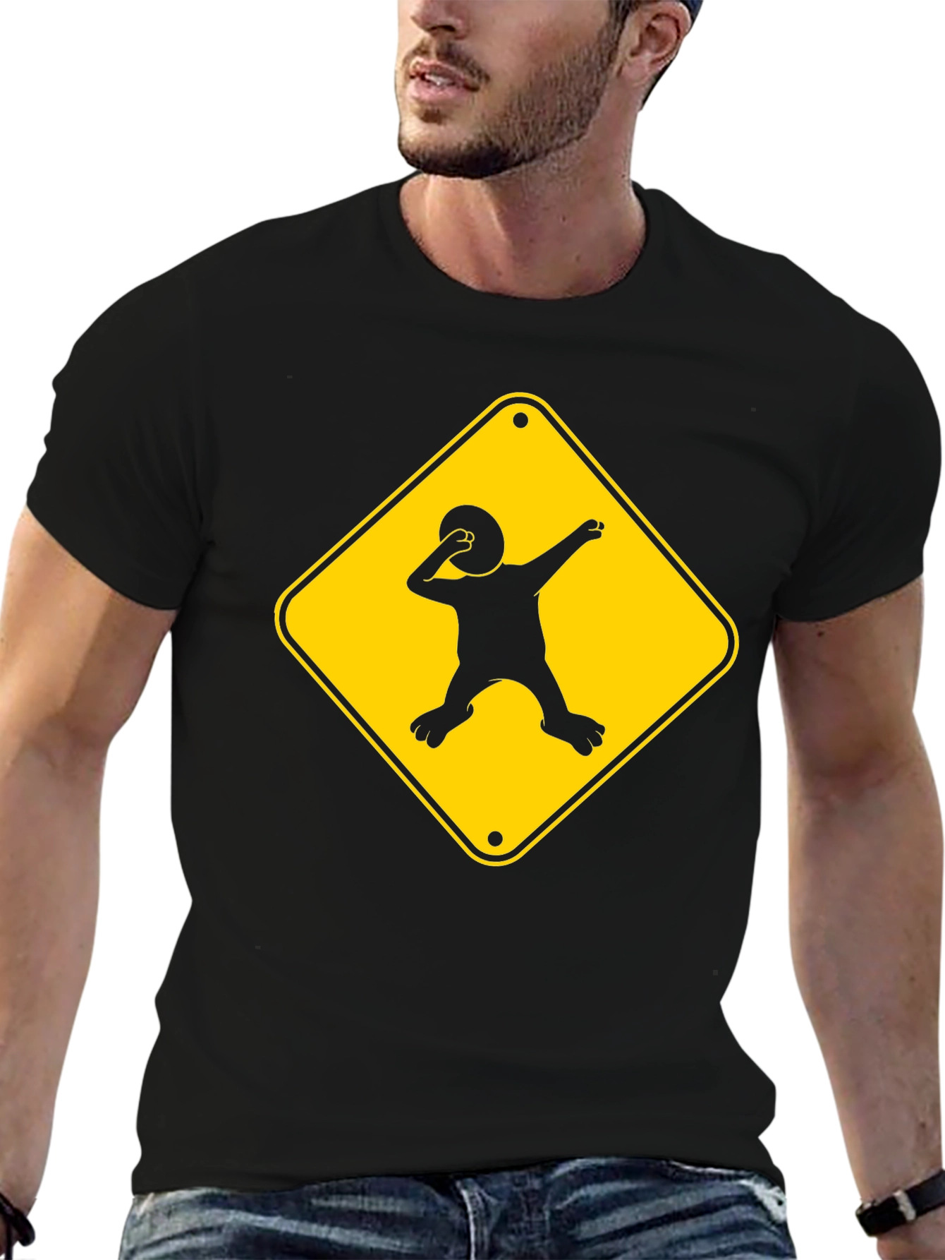 Dabbing Kid Road Sign T-Shirt - Black Cotton Tee