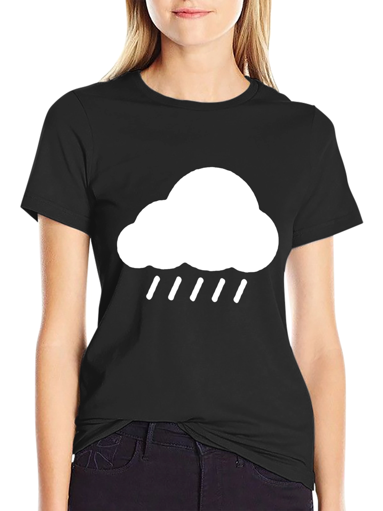 Cloud Rain Graphic Black T-Shirt