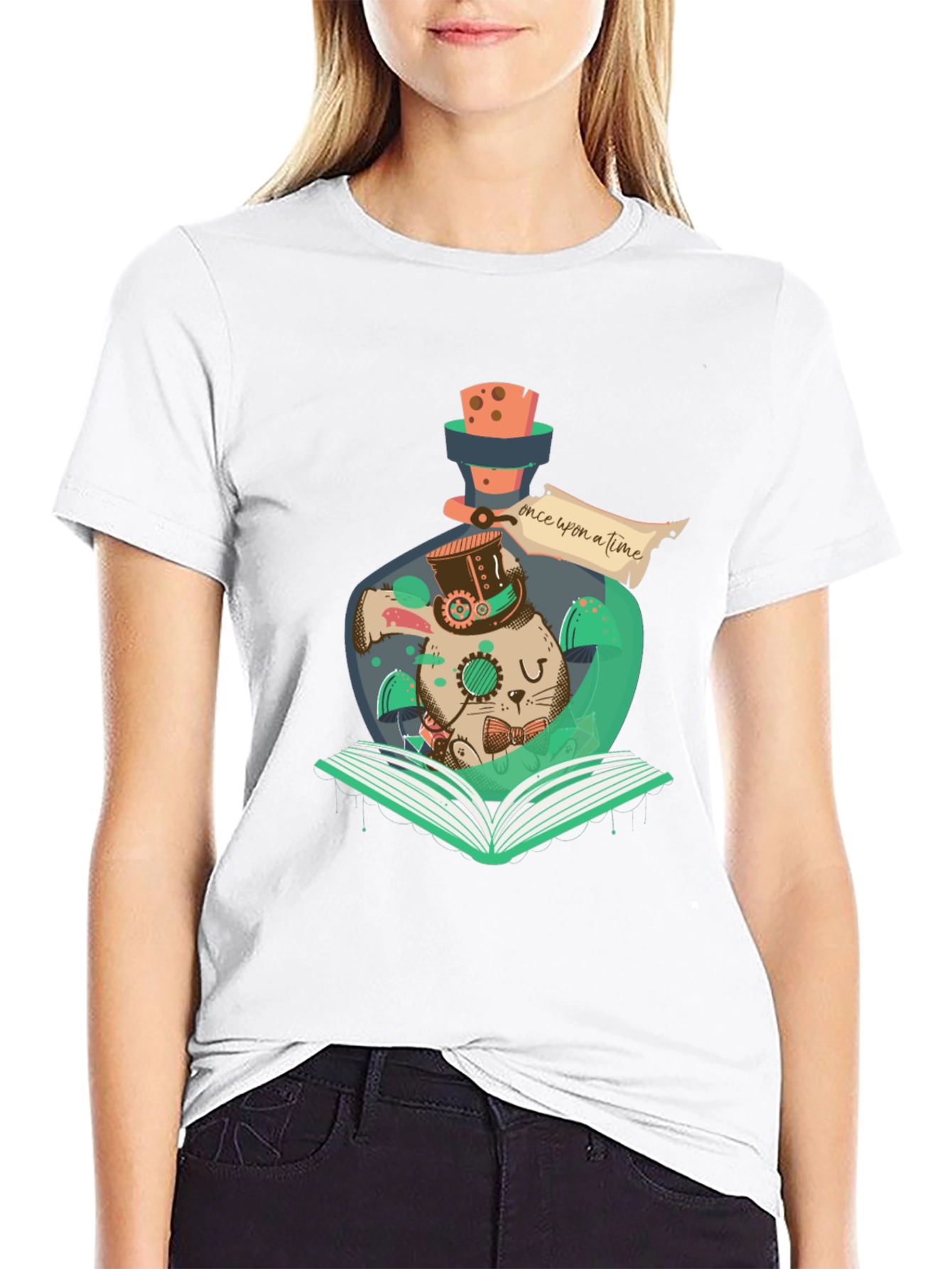 Steampunk Rabbit Bottle Graphic Tee - Mens Black T-Shirt