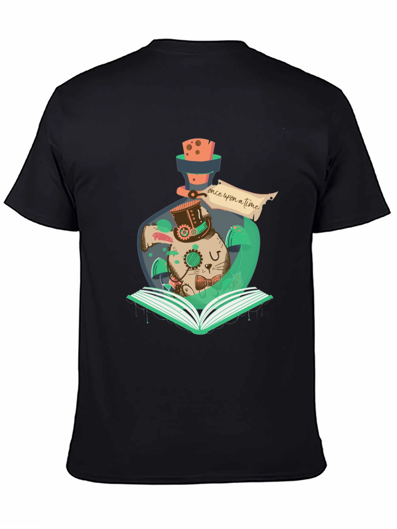 Steampunk Rabbit Bottle Graphic Tee - Mens Black T-Shirt