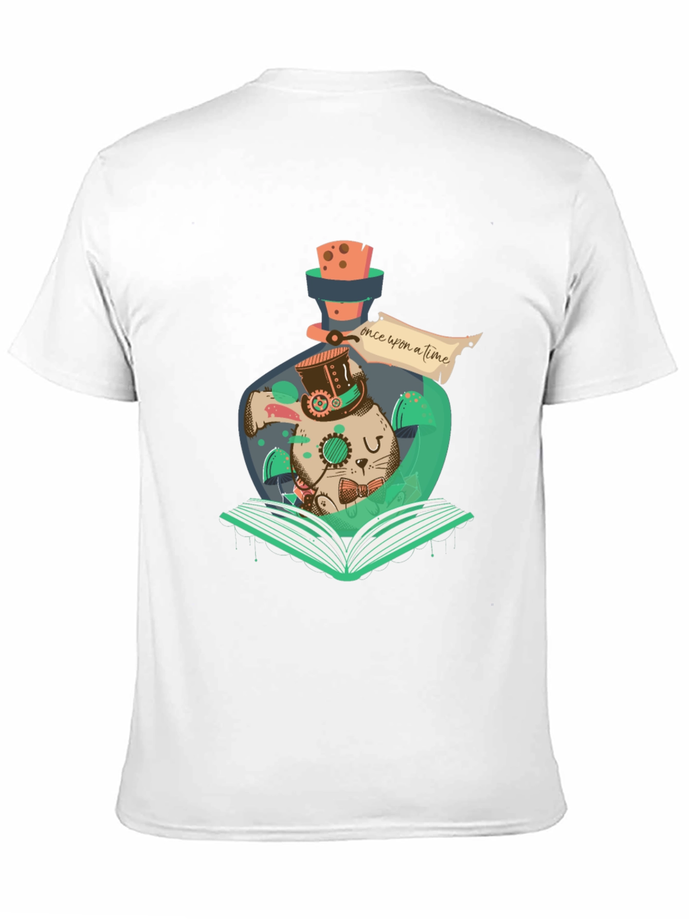 Steampunk Rabbit Bottle Graphic Tee - Mens Black T-Shirt
