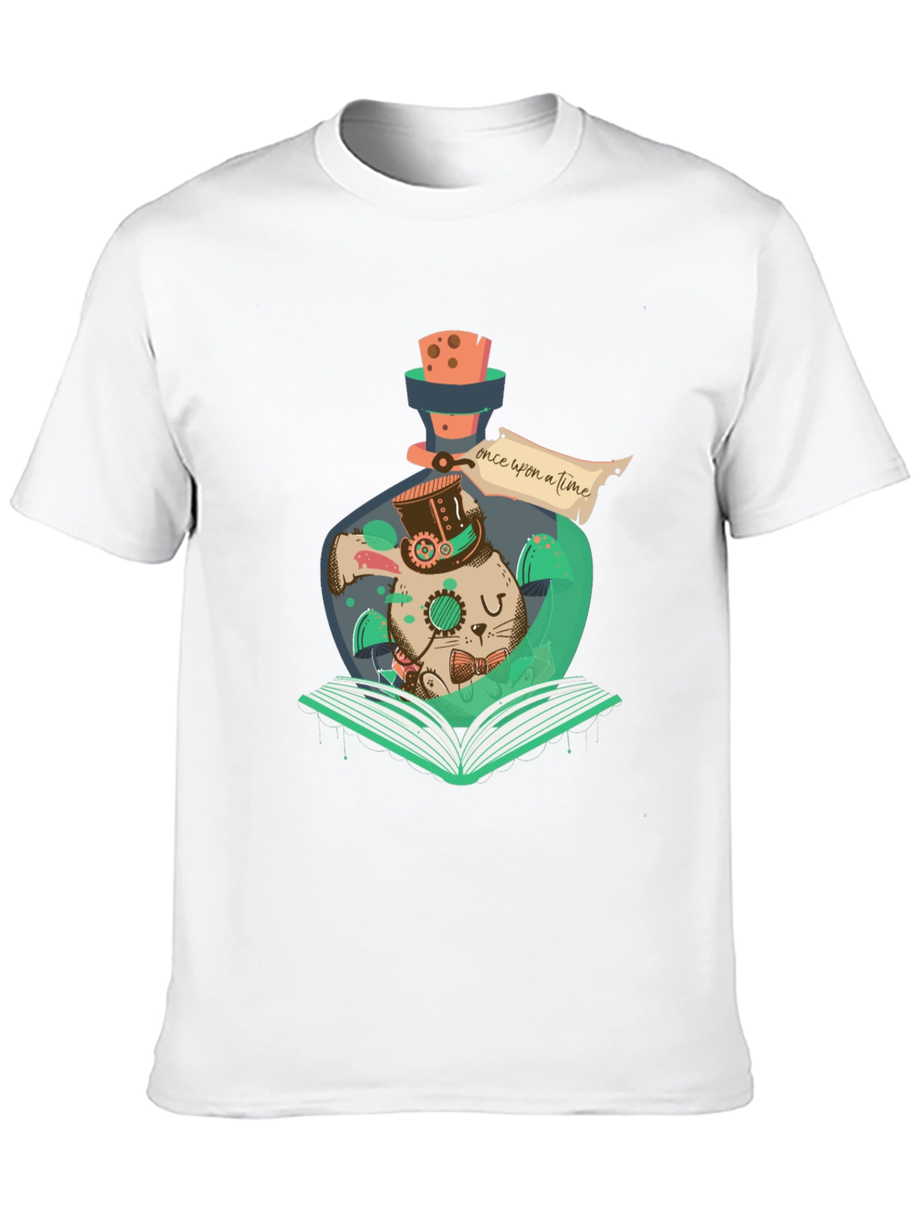 Steampunk Rabbit Bottle Graphic Tee - Mens Black T-Shirt