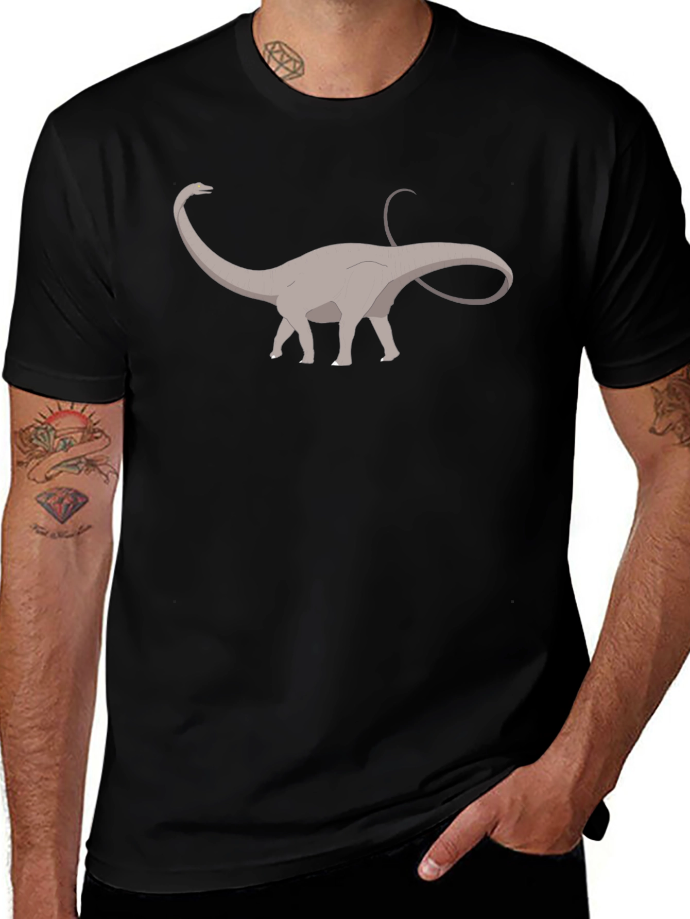 Dinosaur Graphic Tee - Black Cotton T-Shirt