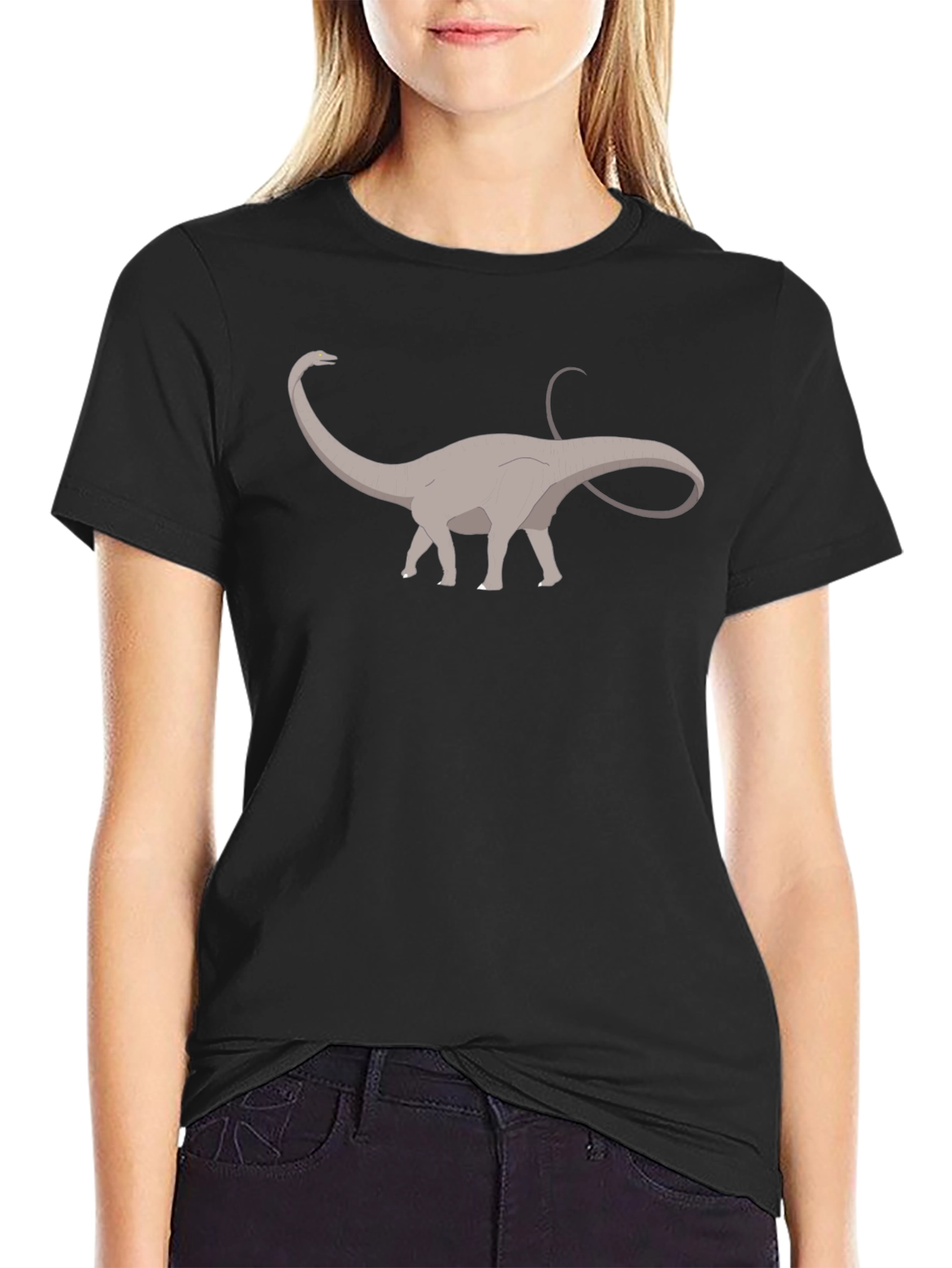 Dinosaur Graphic Tee - Black Cotton T-Shirt