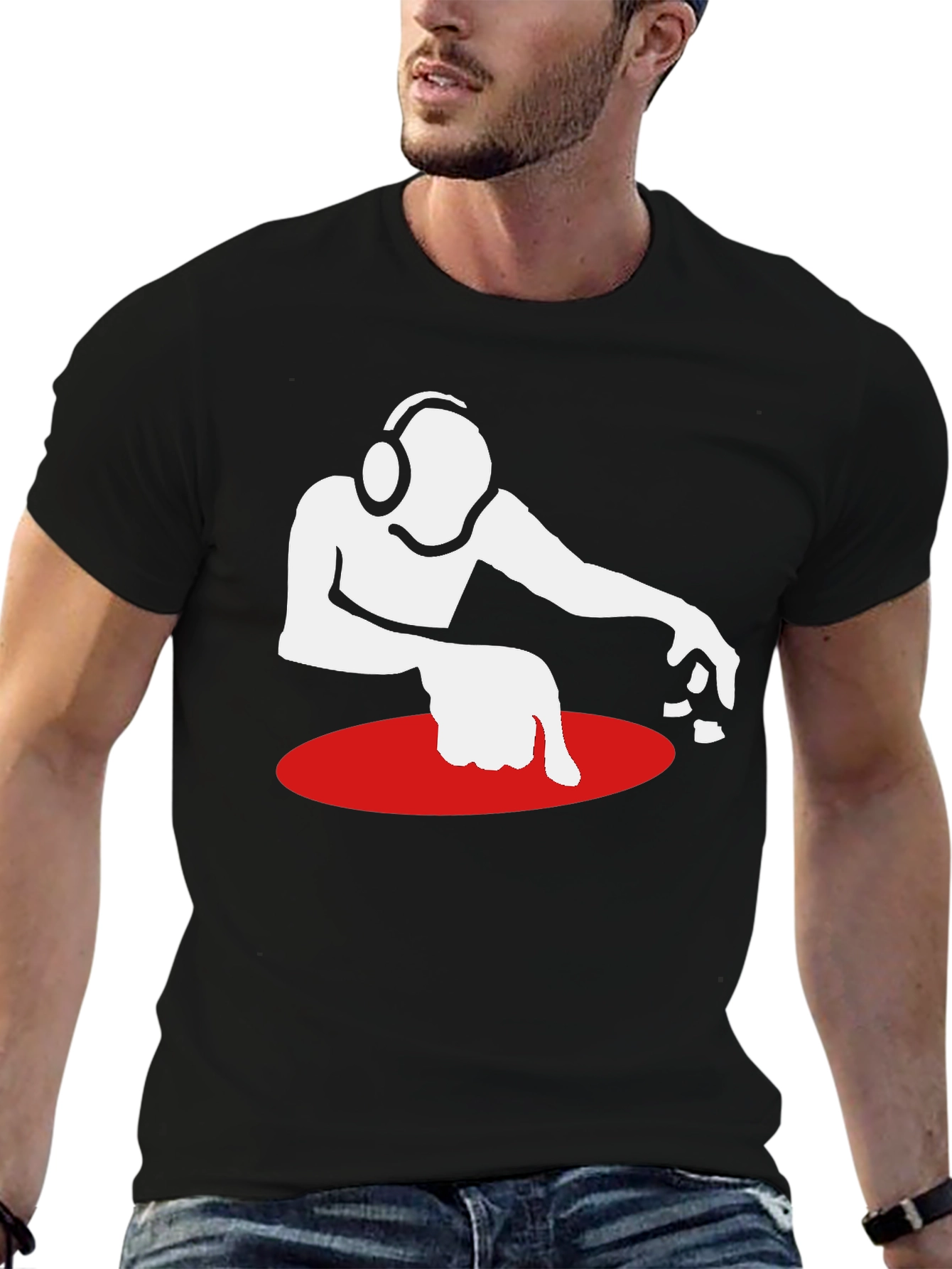 DJ Turntable Graphic Tee - Black Cotton T-Shirt