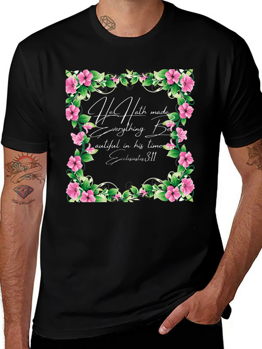 Floral Scripture Graphic Tee - He Hath Made Everything