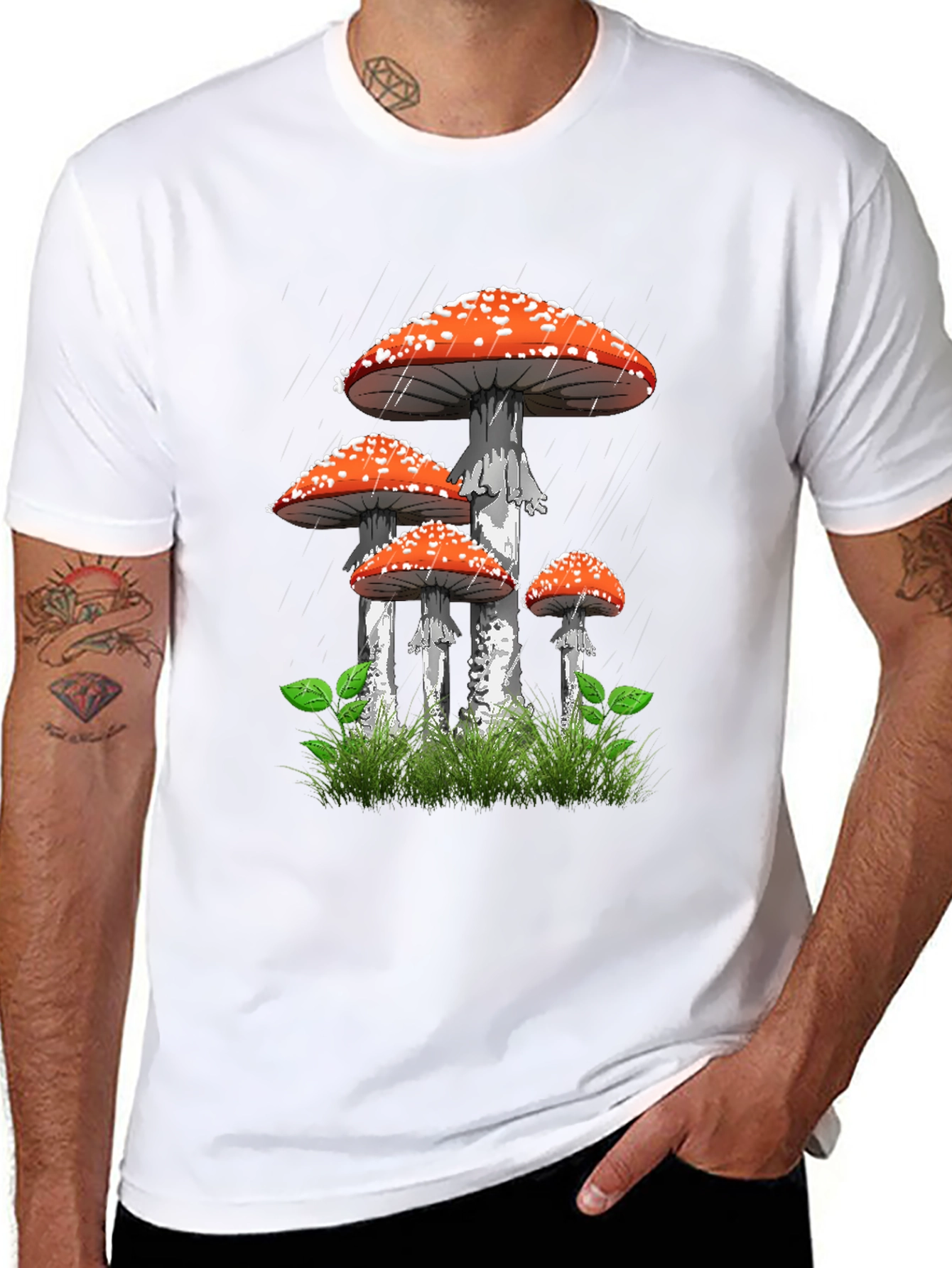 Mushroom Graphic Tee - Nature Lovers Black T-Shirt