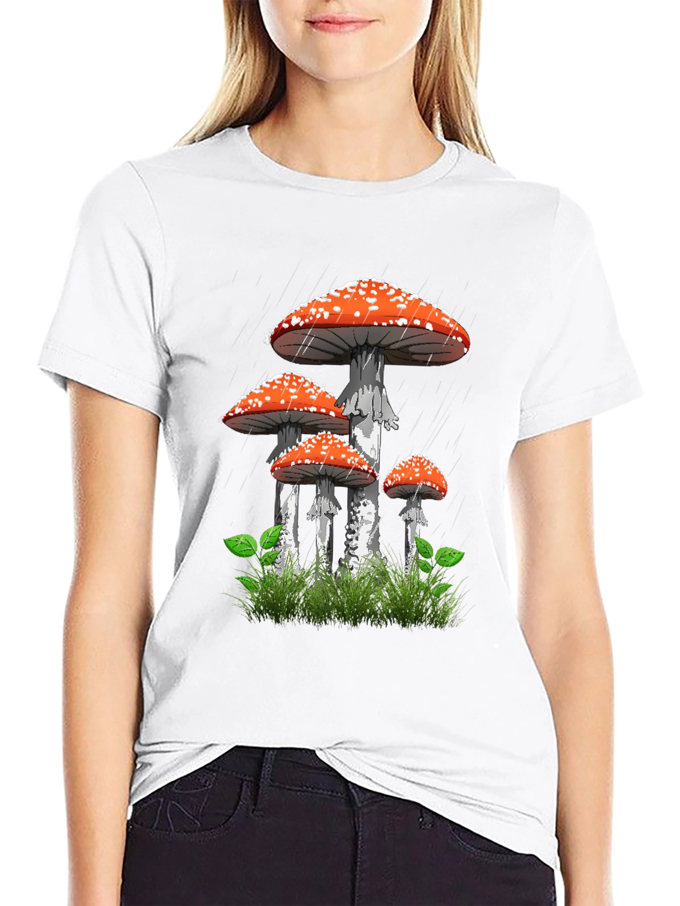 Mushroom Graphic Tee - Nature Lovers Black T-Shirt