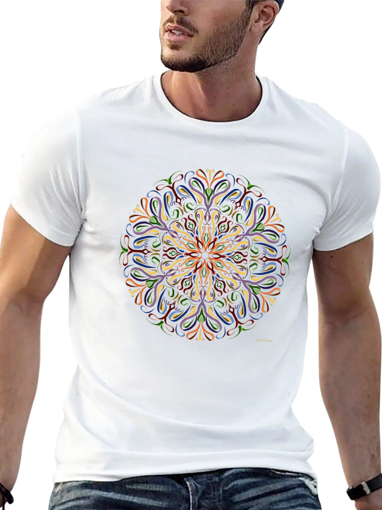 Vibrant Mandala Graphic Black T-Shirt