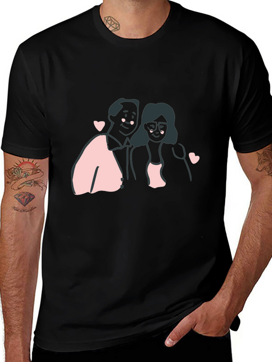 Couple Graphic Tee - Black