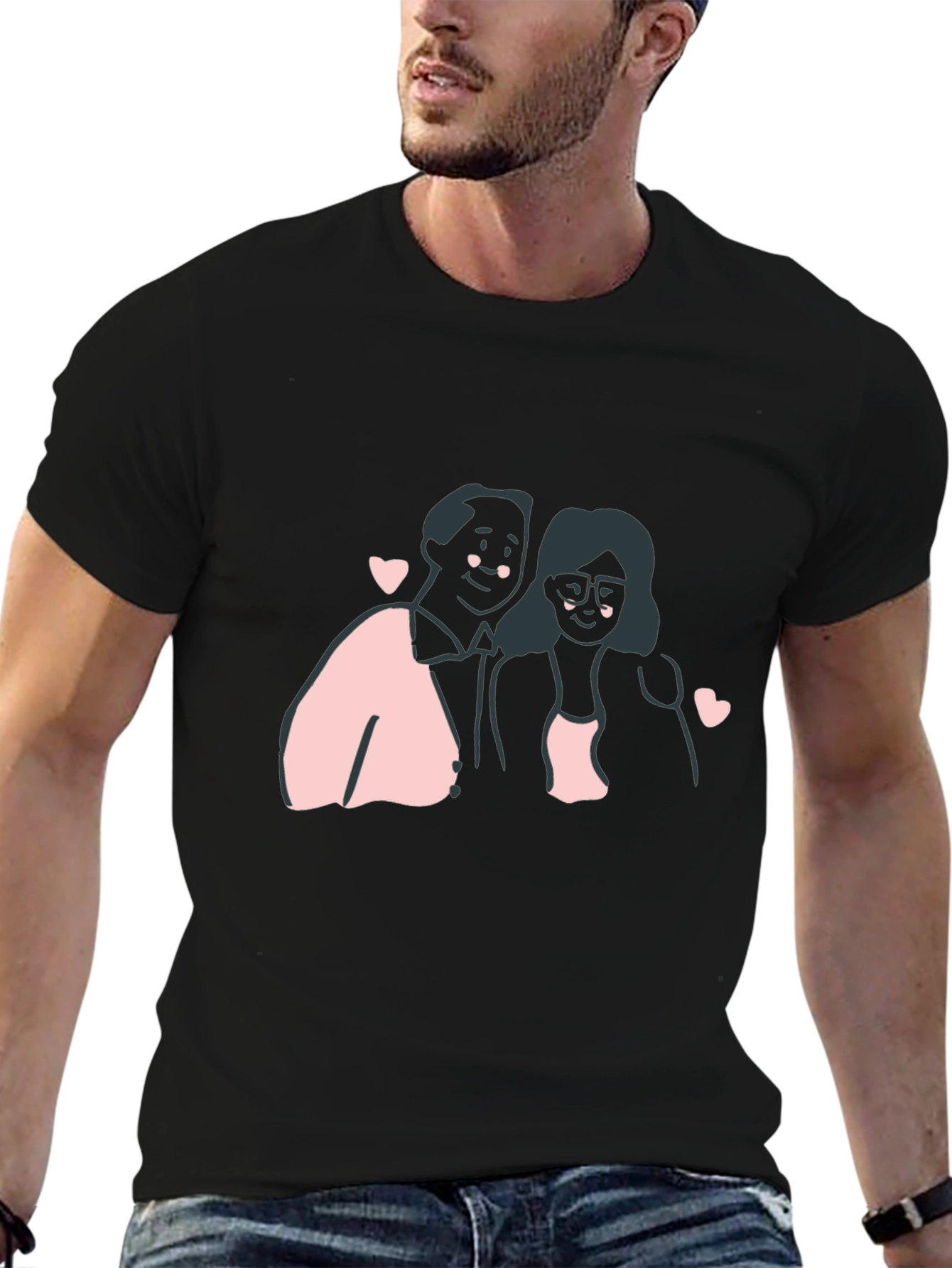 Couple Graphic Tee - Black