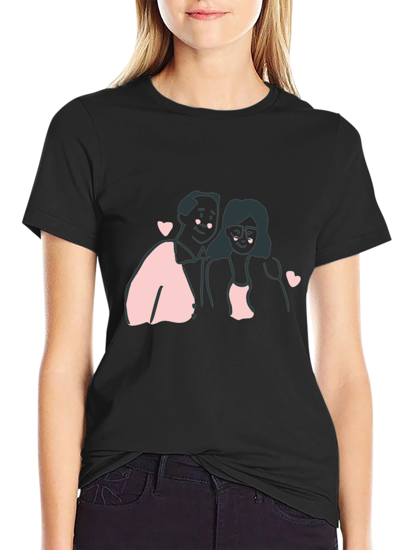 Couple Graphic Tee - Black