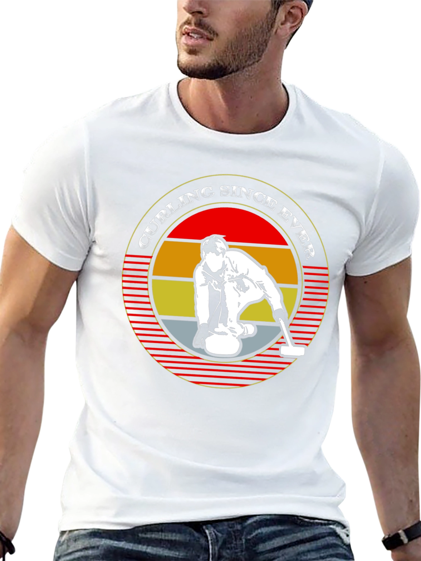 Curling Since Ever Black Graphic T-Shirt