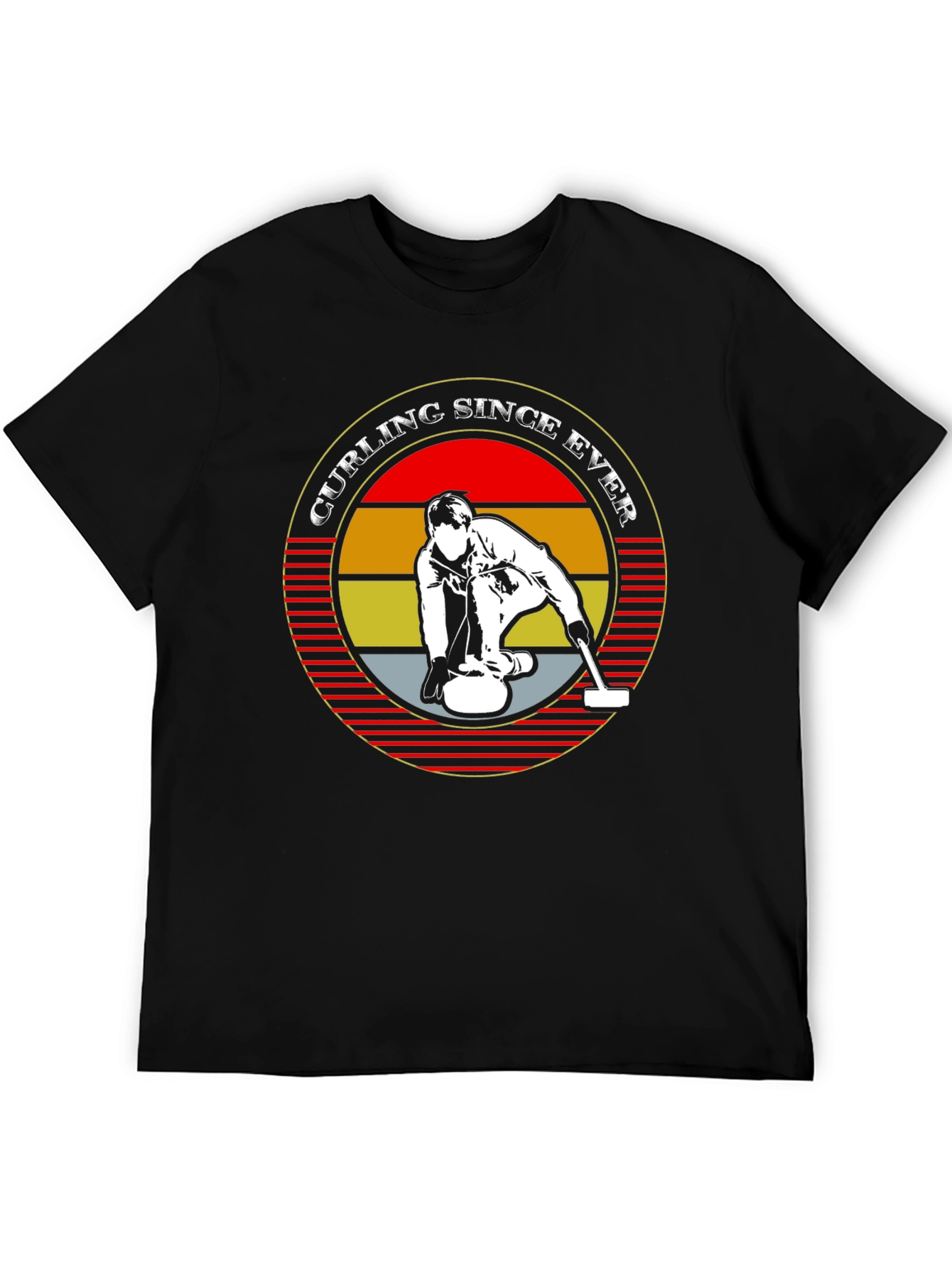 Curling Since Ever Black Graphic T-Shirt