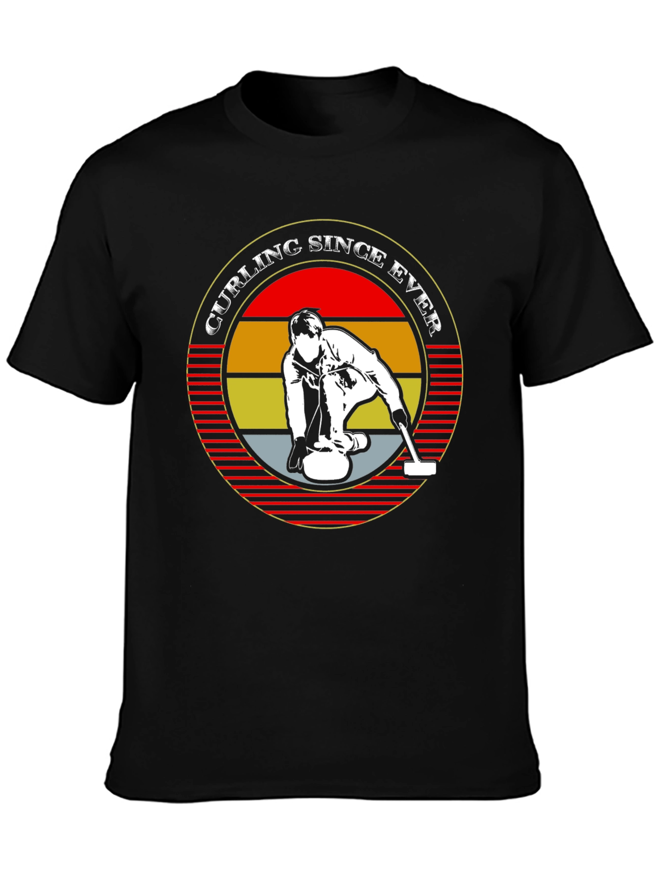 Curling Since Ever Black Graphic T-Shirt