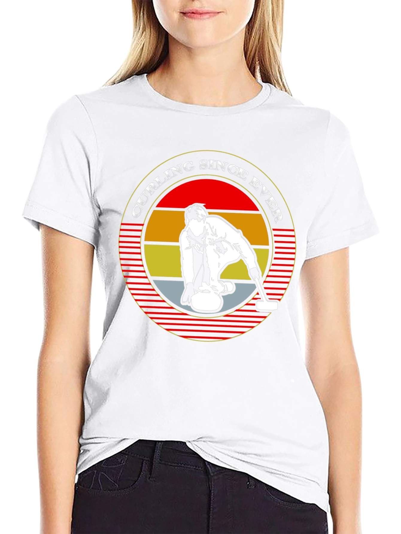 Curling Since Ever Black Graphic T-Shirt