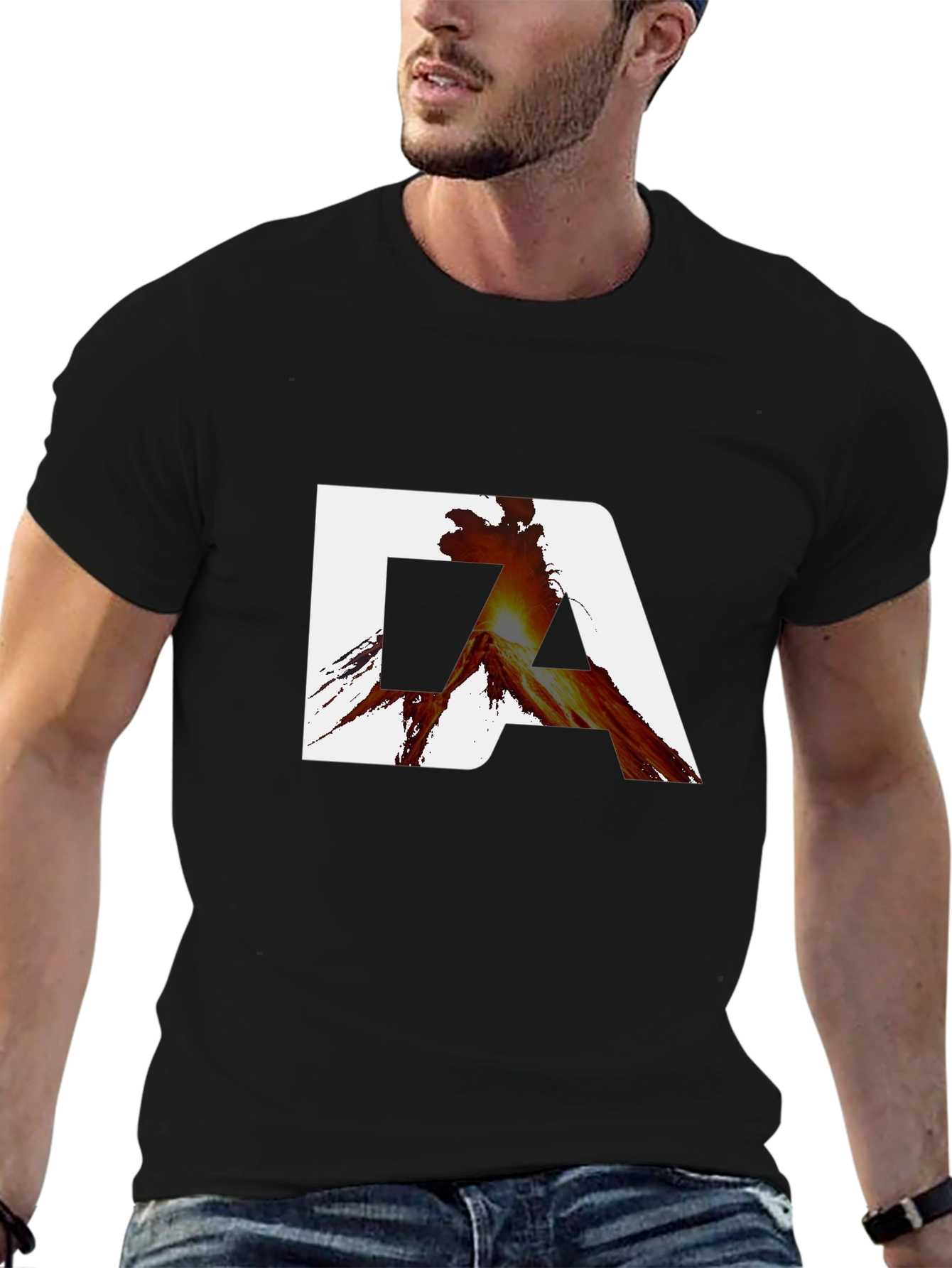 Modern Graphic Tee - DA Lava Print - Black