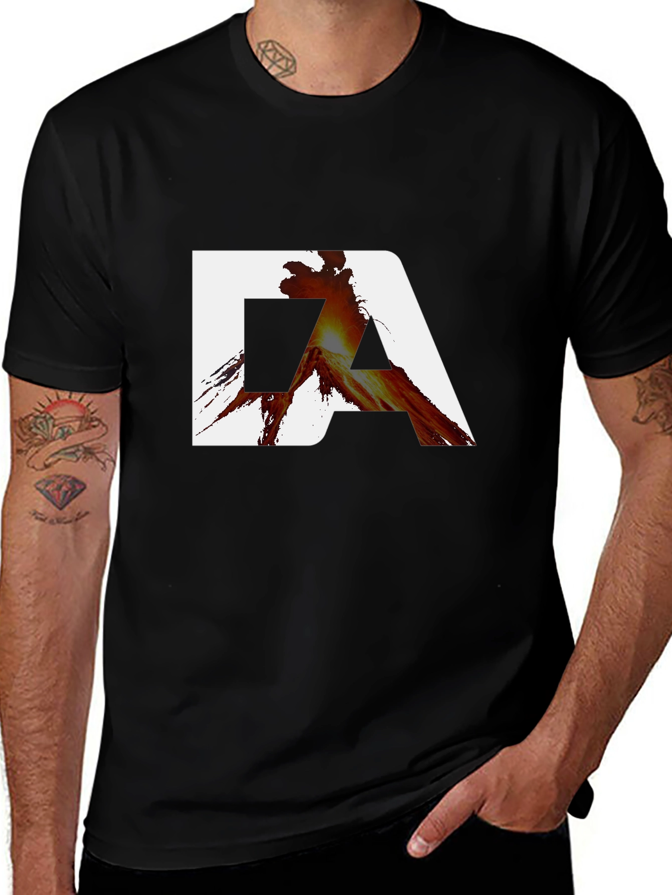 Modern Graphic Tee - DA Lava Print - Black