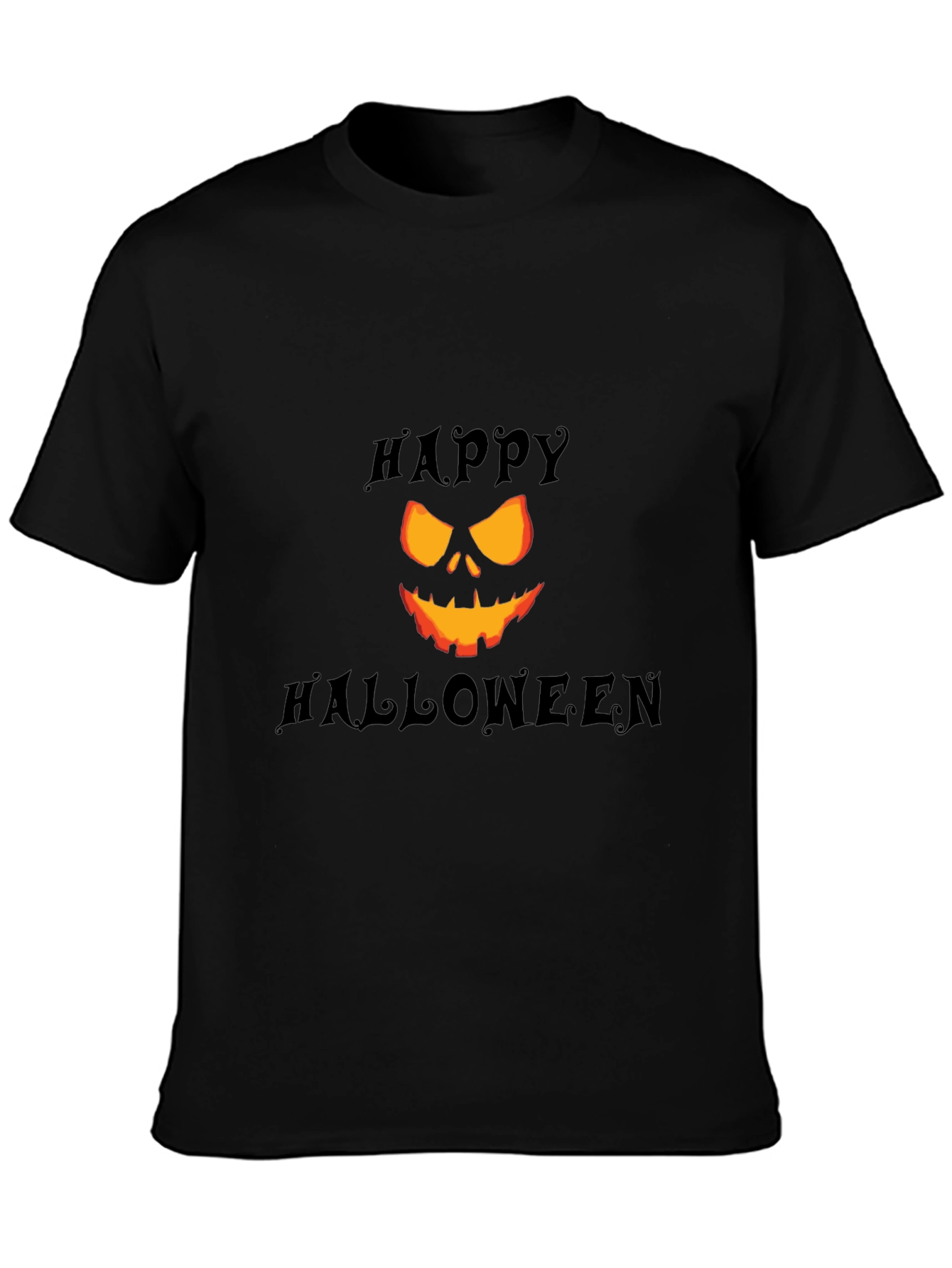 Happy Halloween Pumpkin Face Black T-Shirt