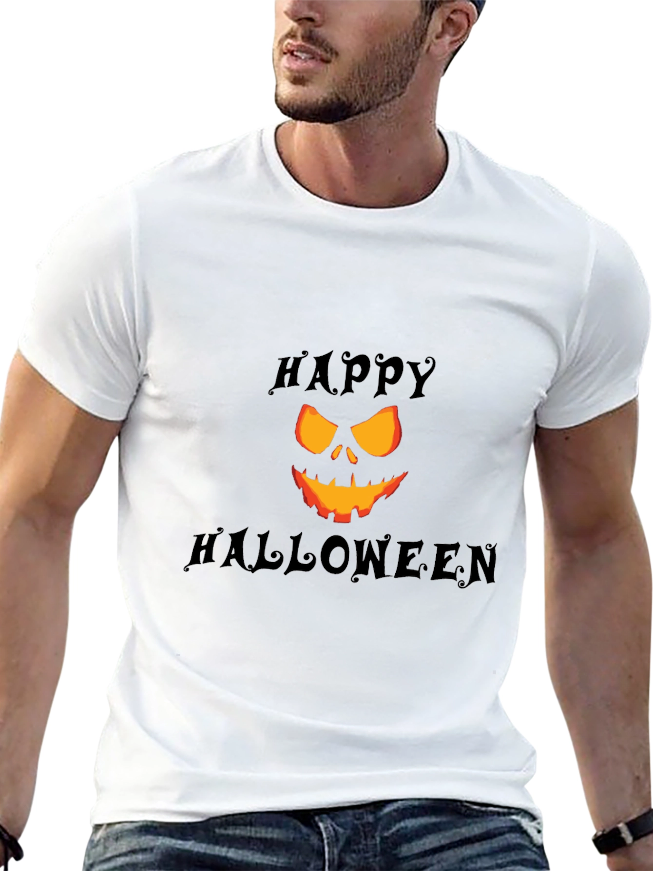 Happy Halloween Pumpkin Face Black T-Shirt