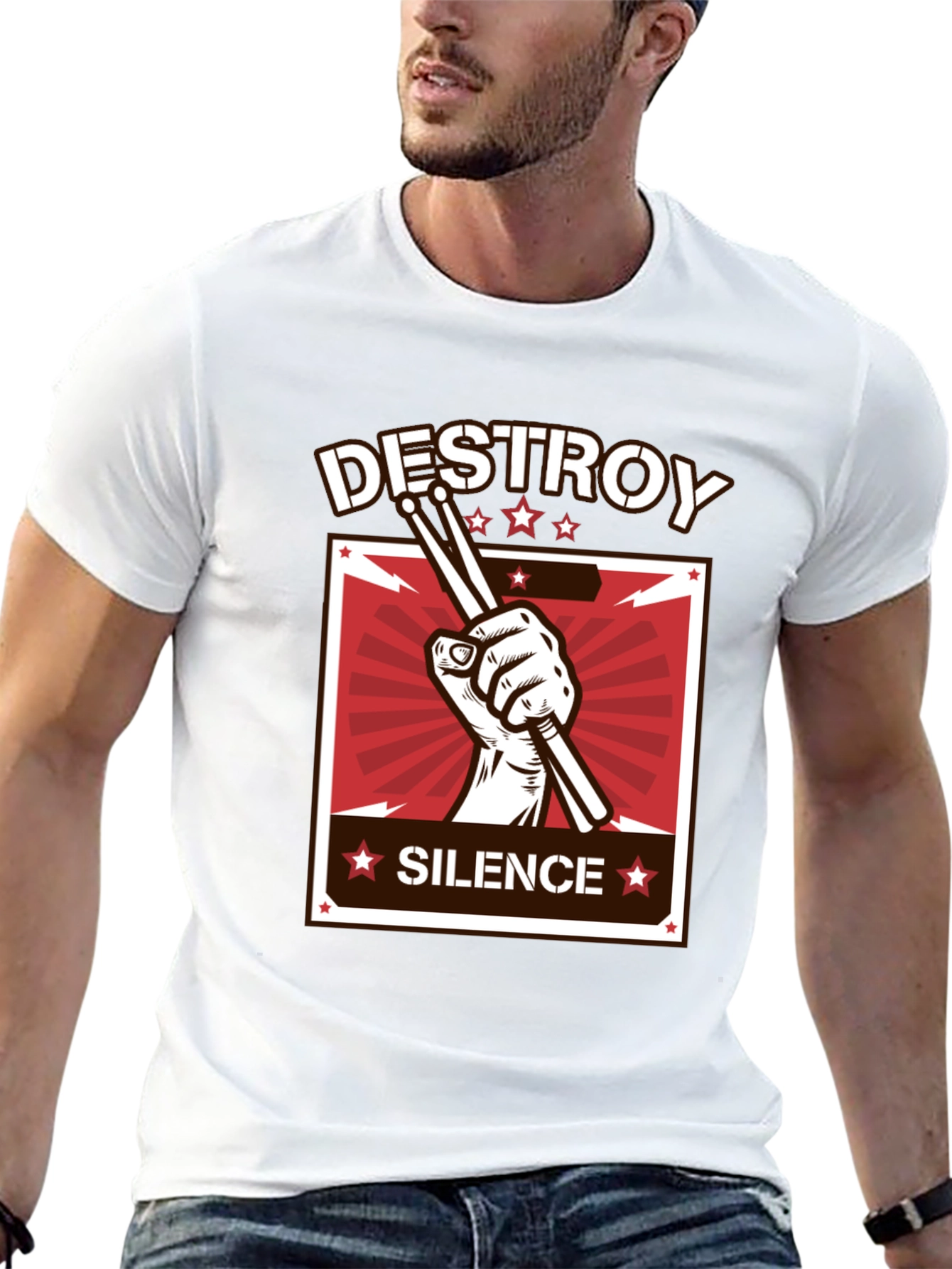 Destroy Silence T-Shirt - Drummer Design Tee