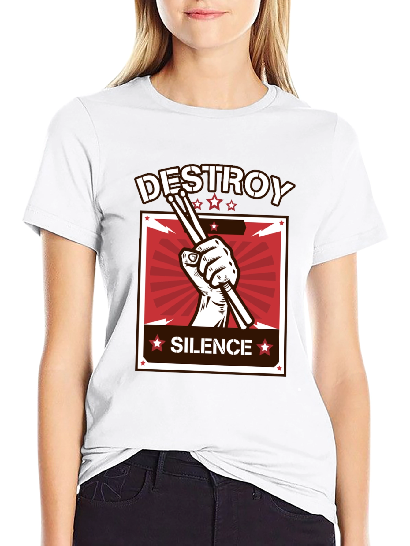 Destroy Silence T-Shirt - Drummer Design Tee