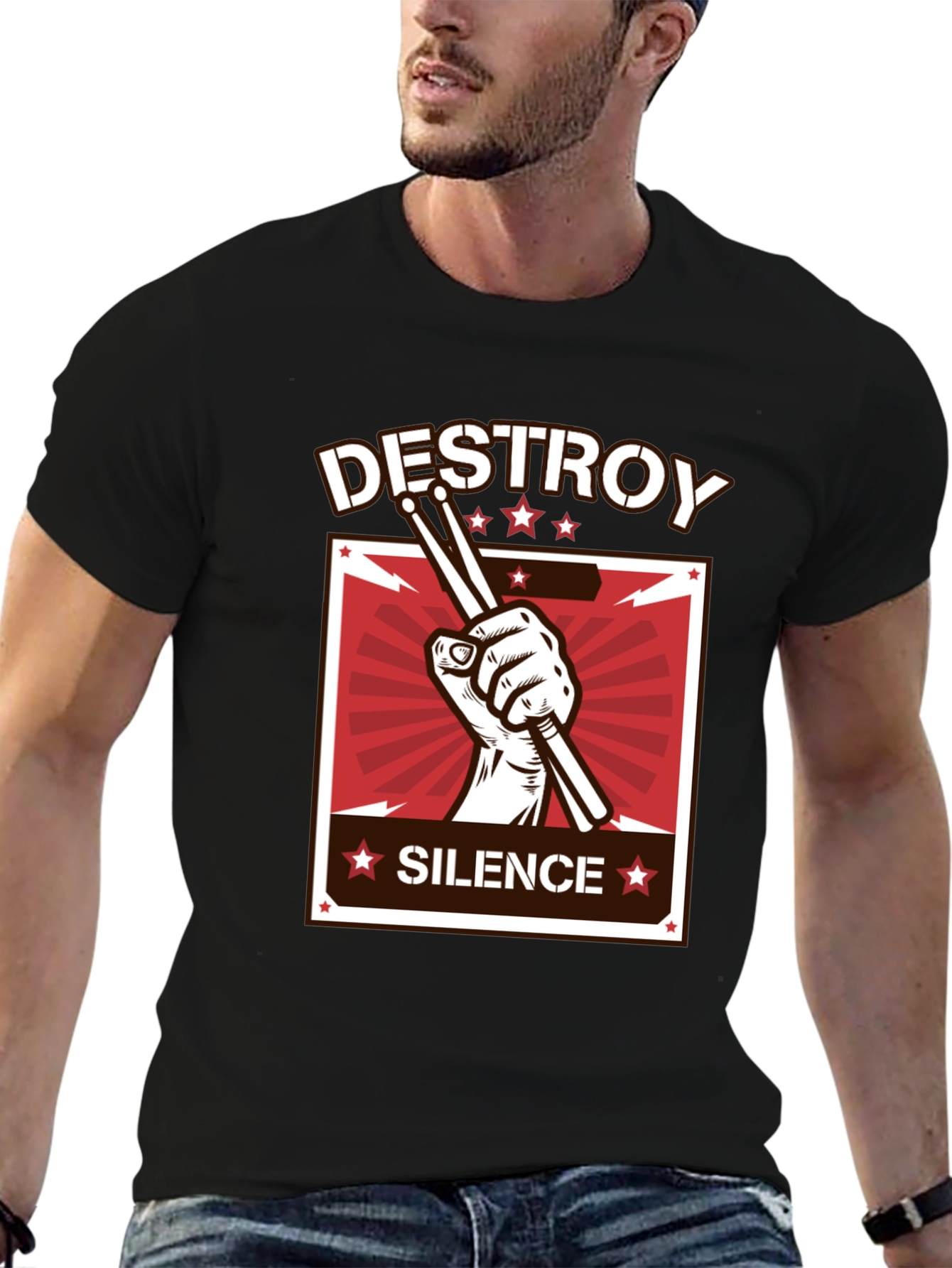 Destroy Silence T-Shirt - Drummer Design Tee