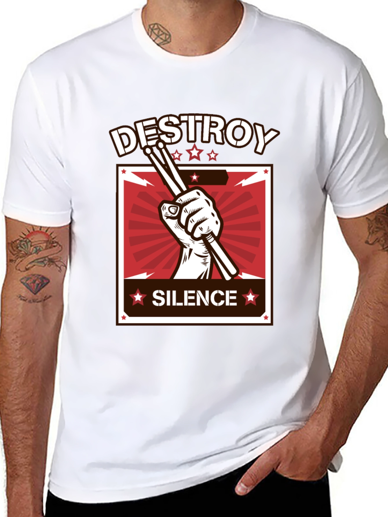 Destroy Silence T-Shirt - Drummer Design Tee
