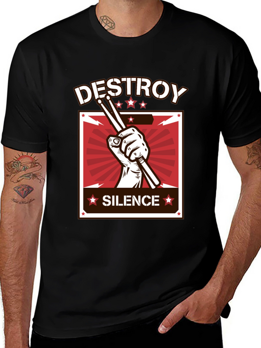 Destroy Silence T-Shirt - Drummer Design Tee