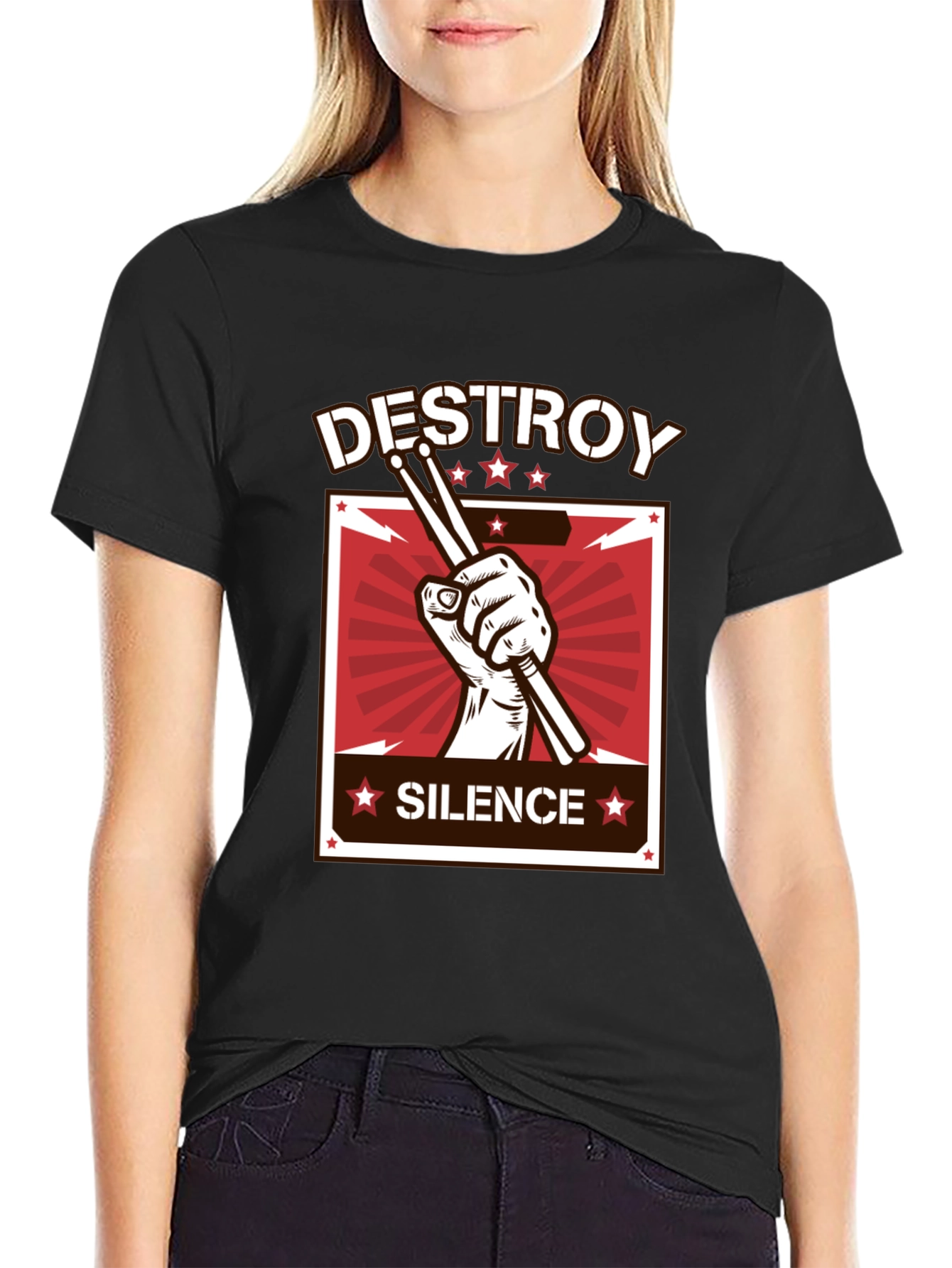 Destroy Silence T-Shirt - Drummer Design Tee