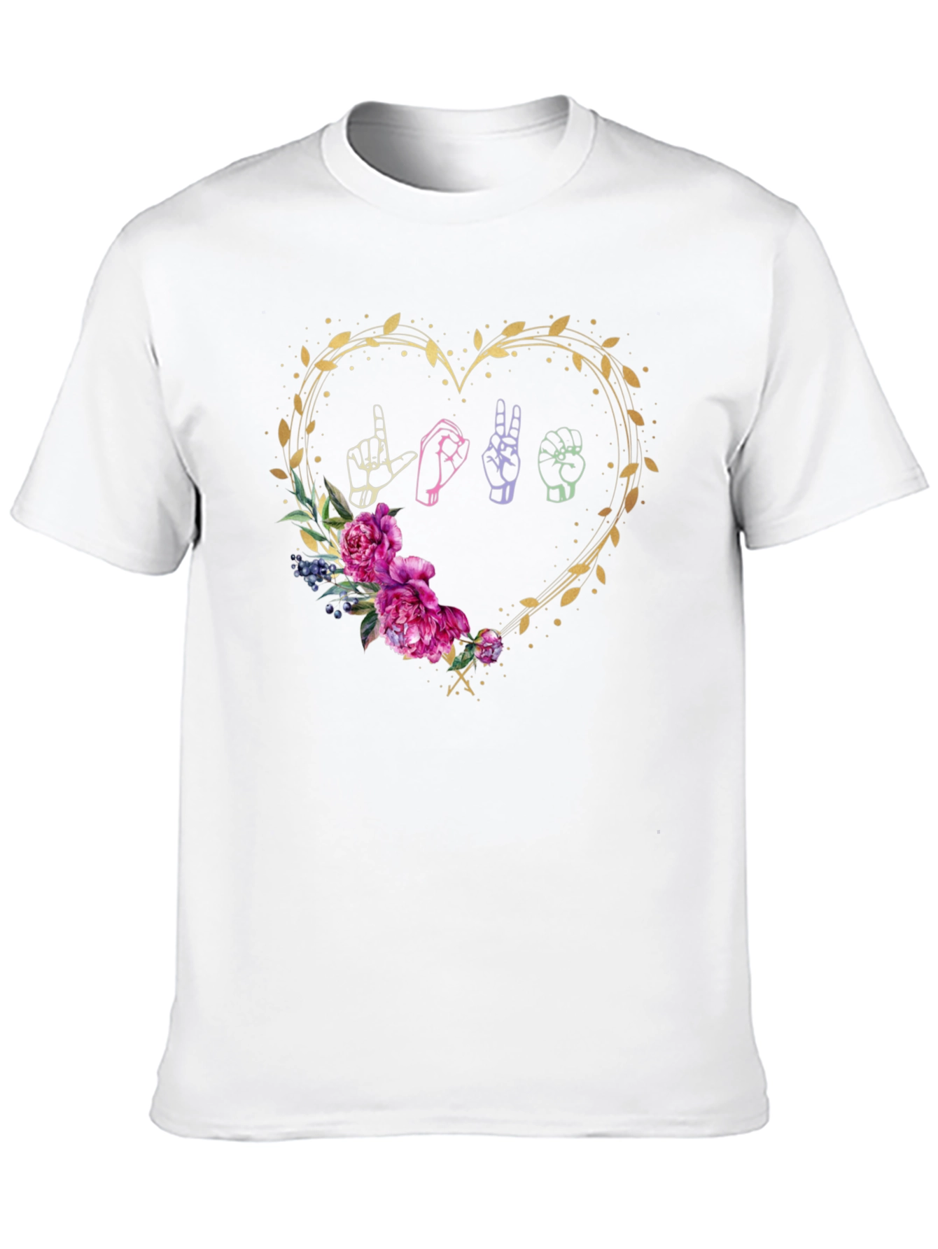 Love Sign Language Floral Heart T-Shirt