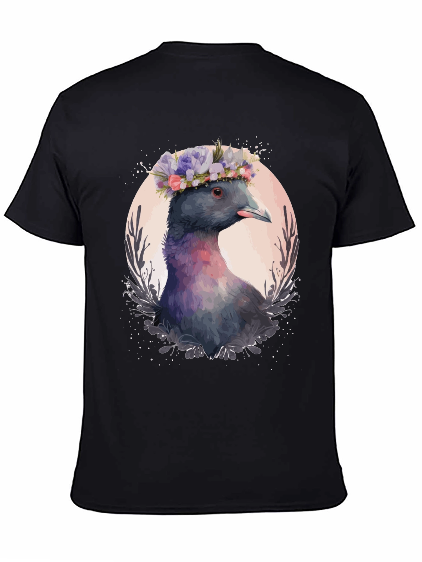 Pigeon Flower Crown T-Shirt - Quirky Bird Tee