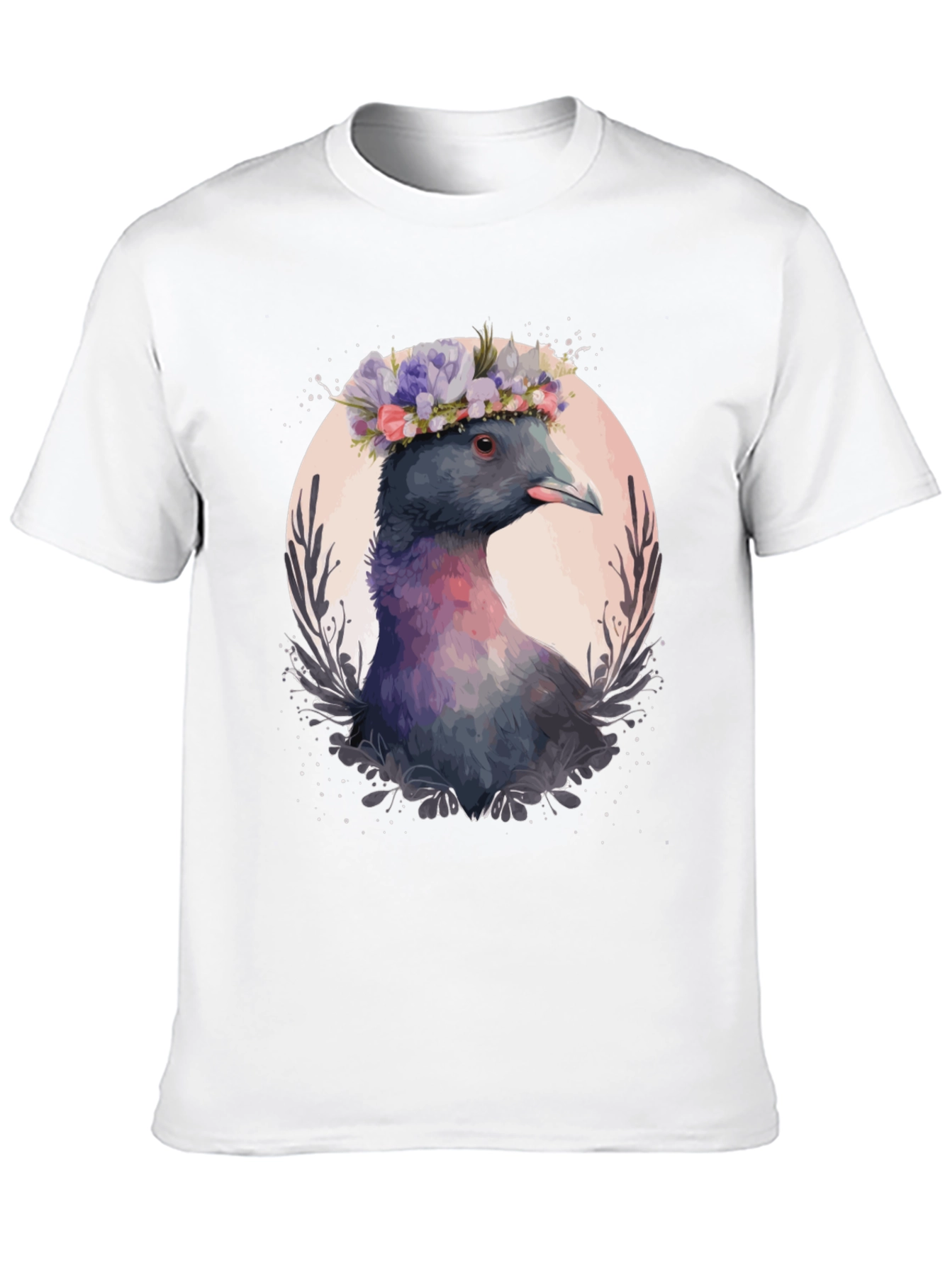 Pigeon Flower Crown T-Shirt - Quirky Bird Tee