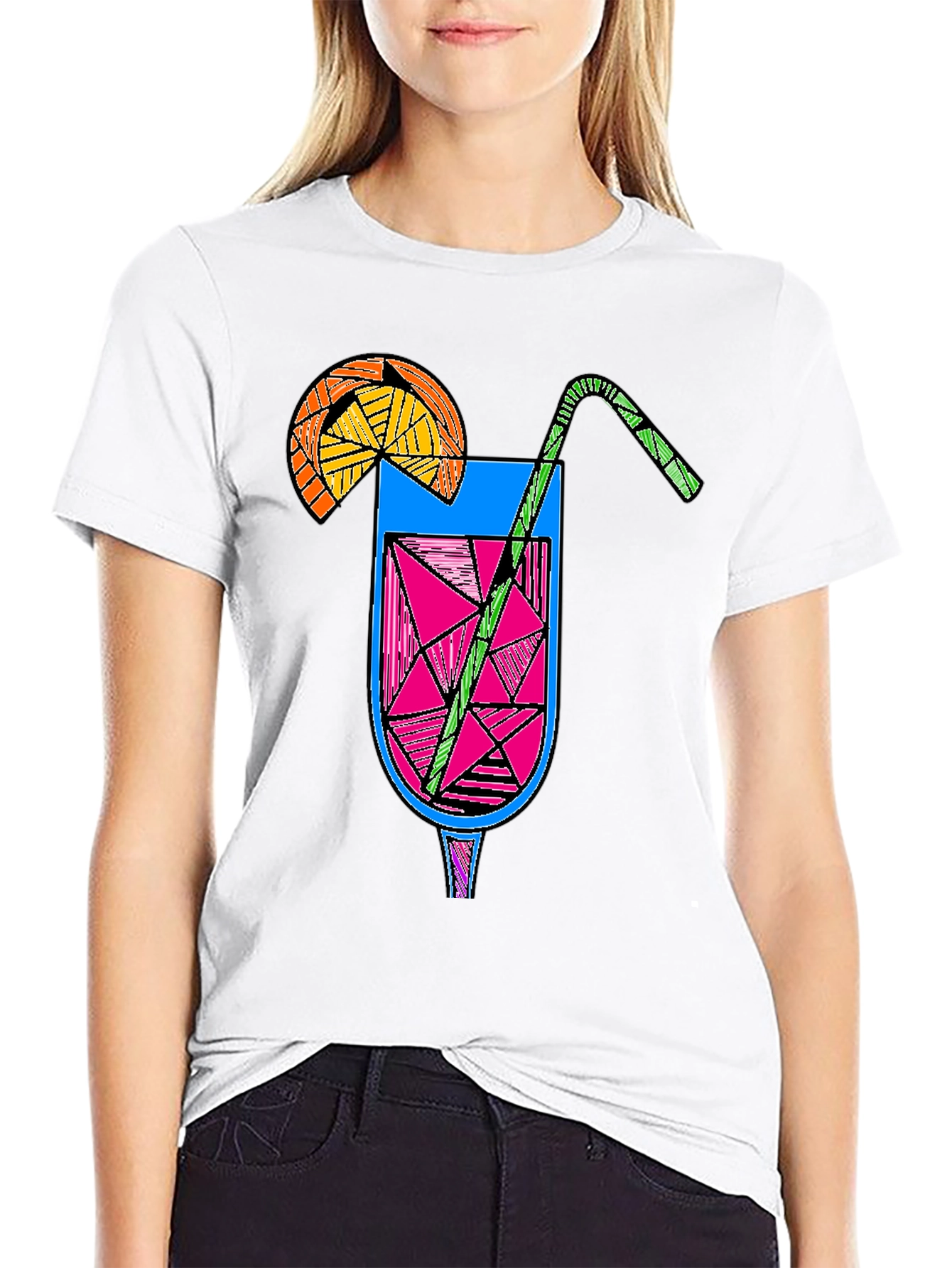 Geometric Cocktail Graphic Tee - Black Unisex