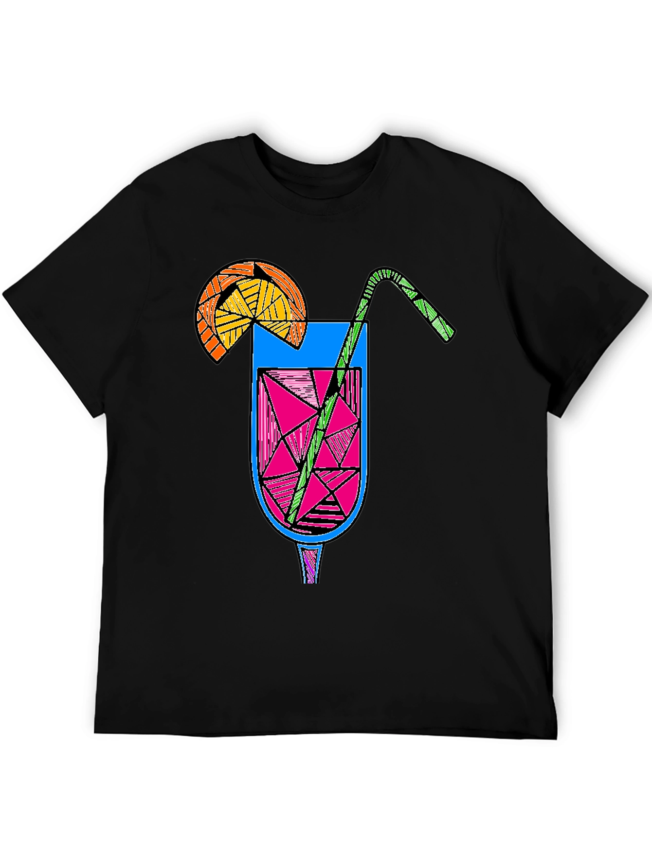 Geometric Cocktail Graphic Tee - Black Unisex