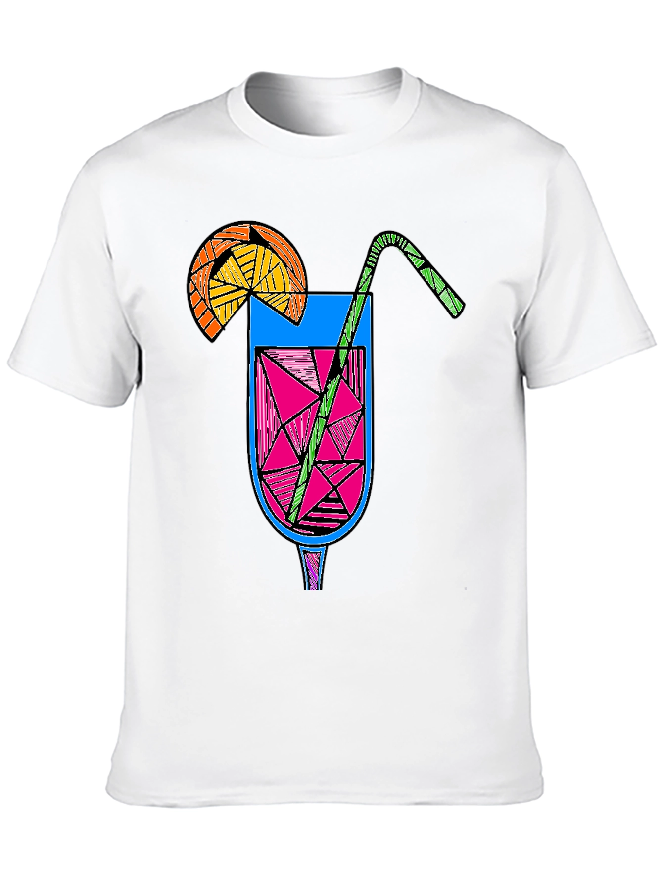 Geometric Cocktail Graphic Tee - Black Unisex