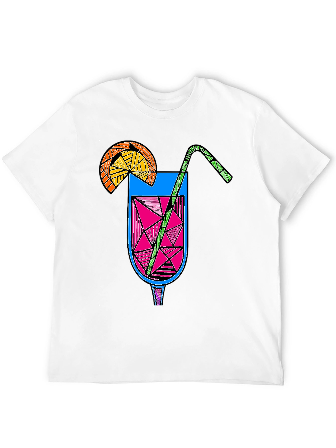 Geometric Cocktail Graphic Tee - Black Unisex