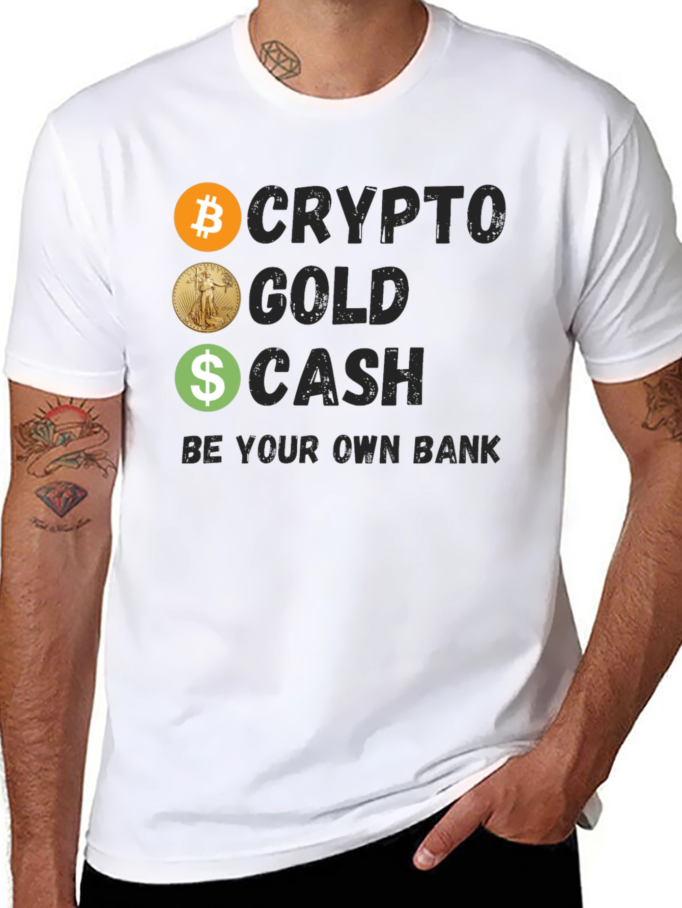 Crypto Gold Cash Tee - Be Your Own Bank