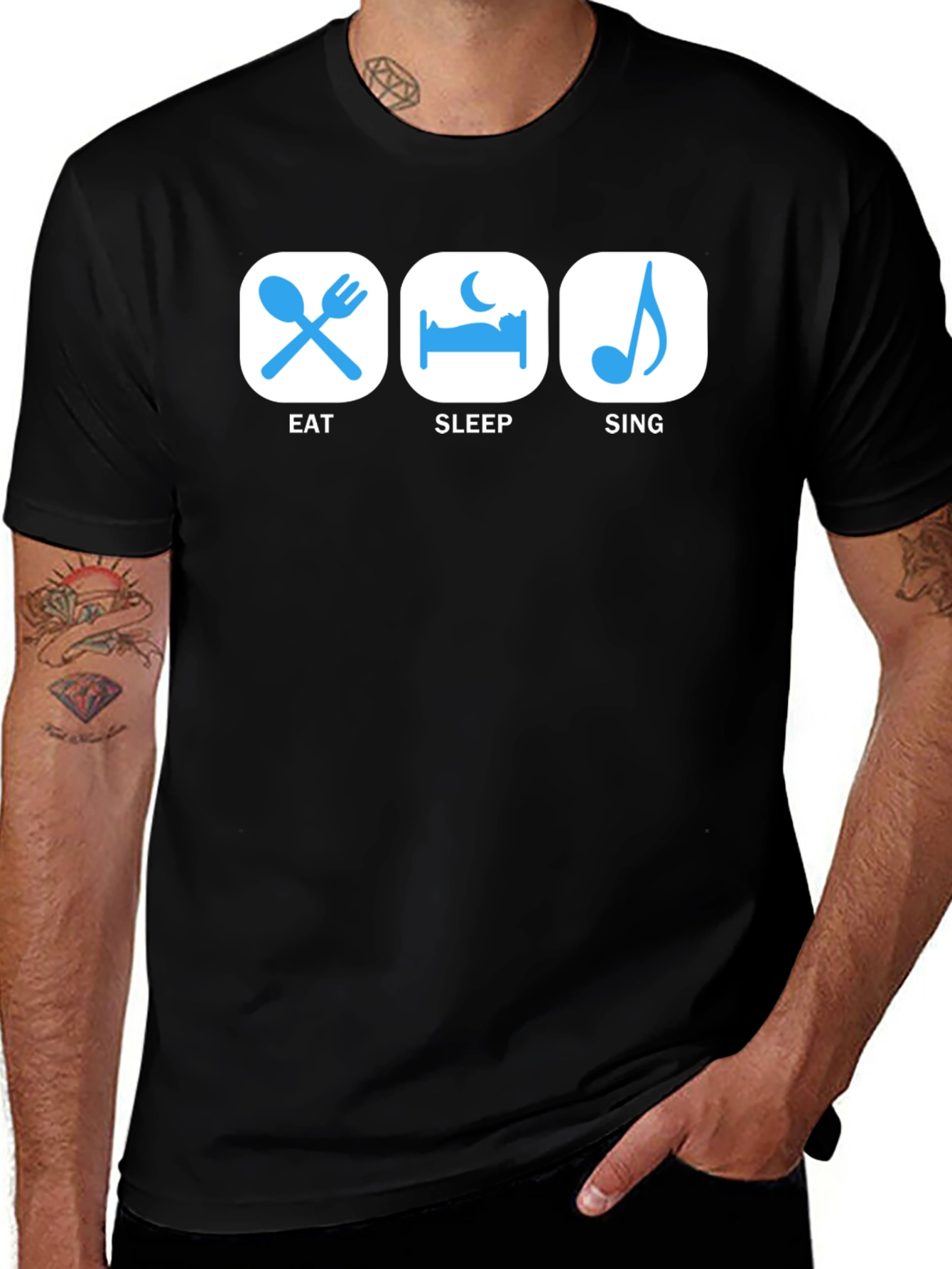 Eat Sleep Sing Black Graphic Tee